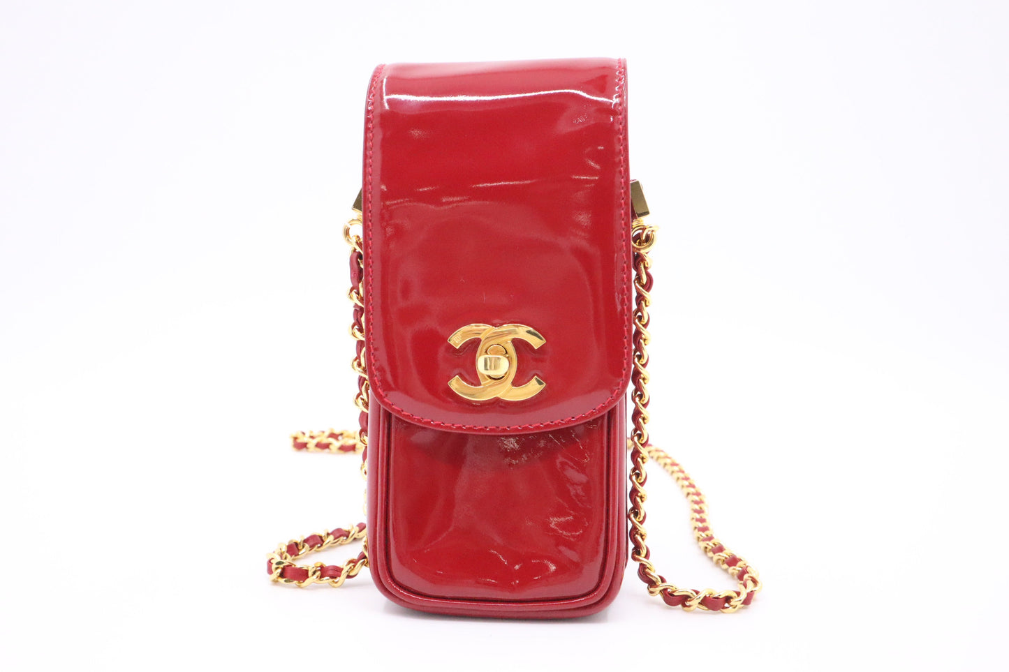 Chanel Phone Patent Red Leather Handbag