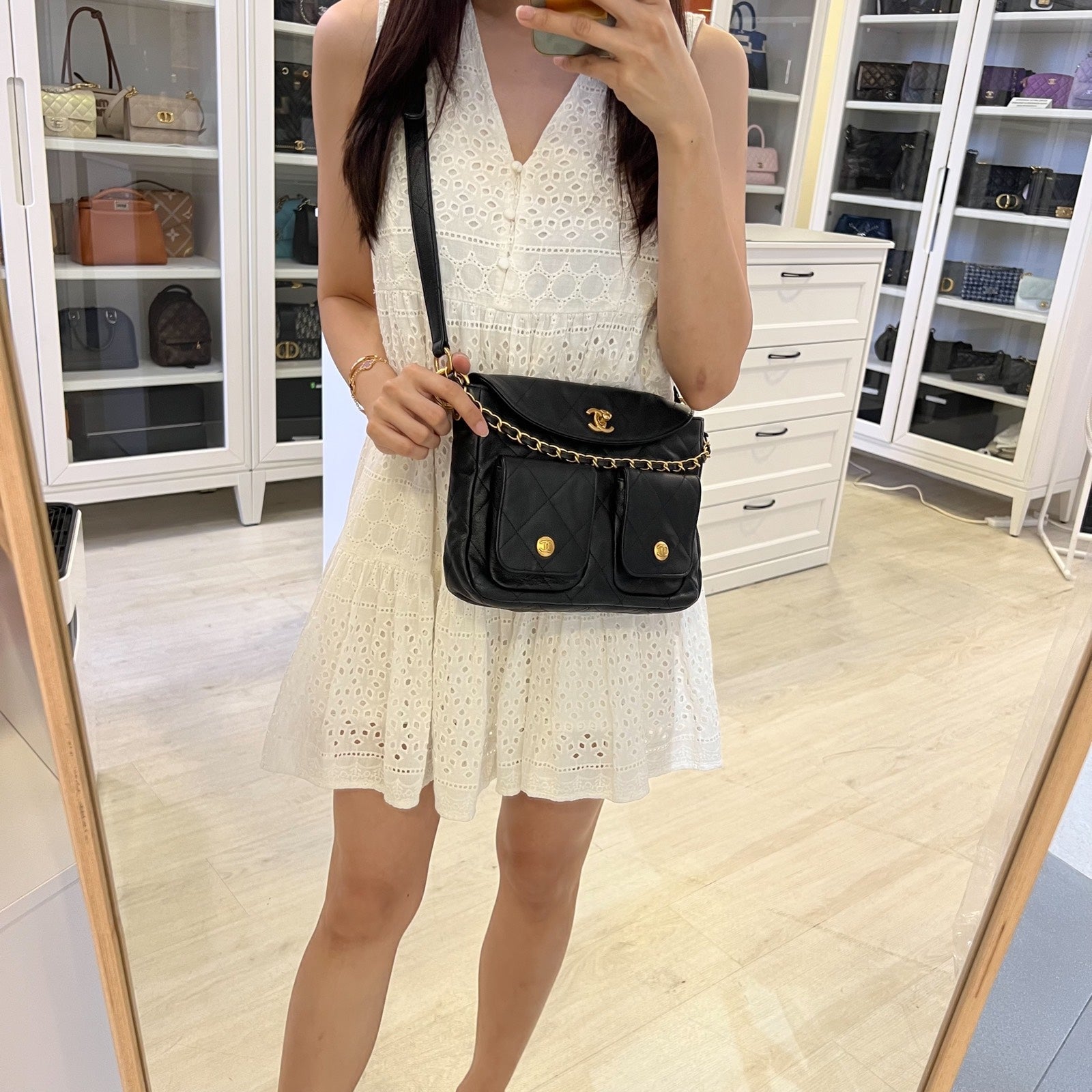Chanel [local Set Original Receipt] 25P Small Hobo Bag in Black Caviar and Aghw ( )