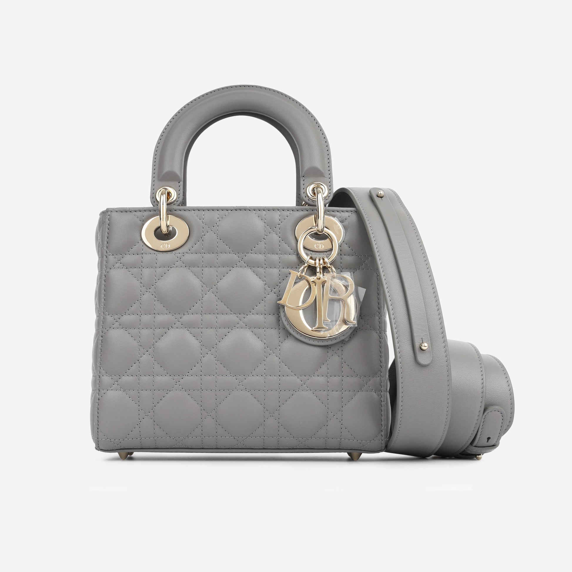 Dior Christian Lady Grey Tote Bag Gray Small