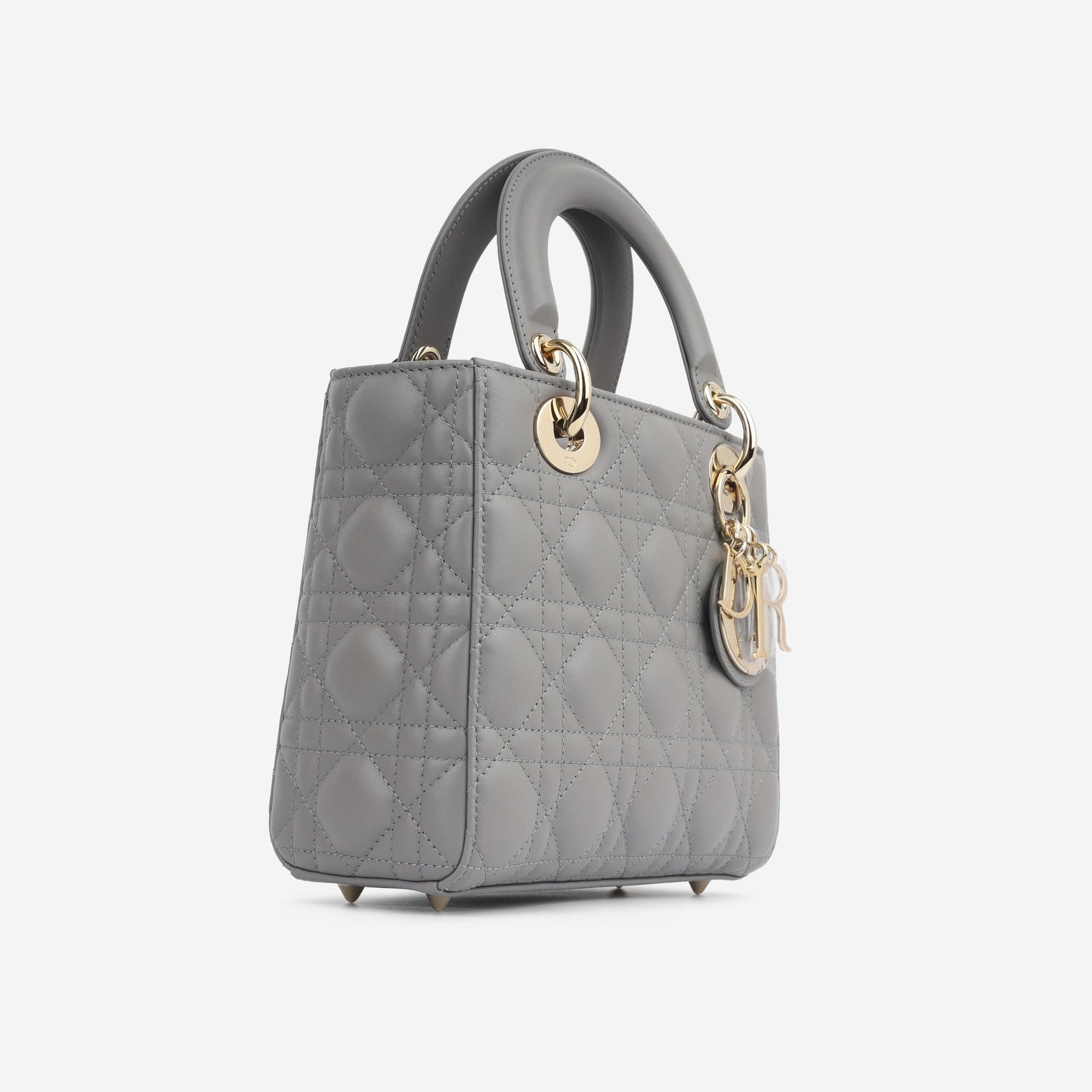 Dior Christian Lady Grey Tote Bag Gray Small