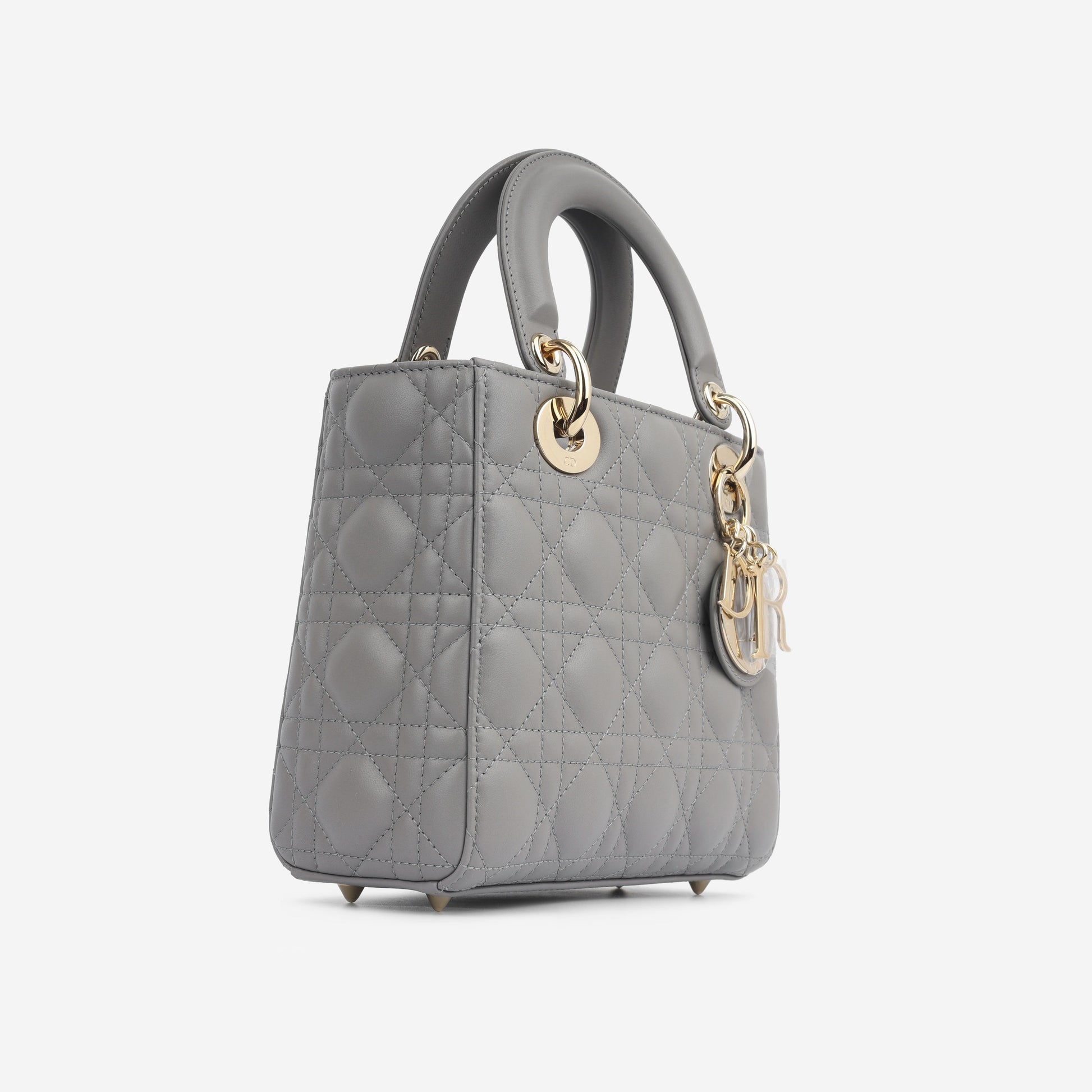 Dior Christian Lady Grey Tote Bag Gray Small