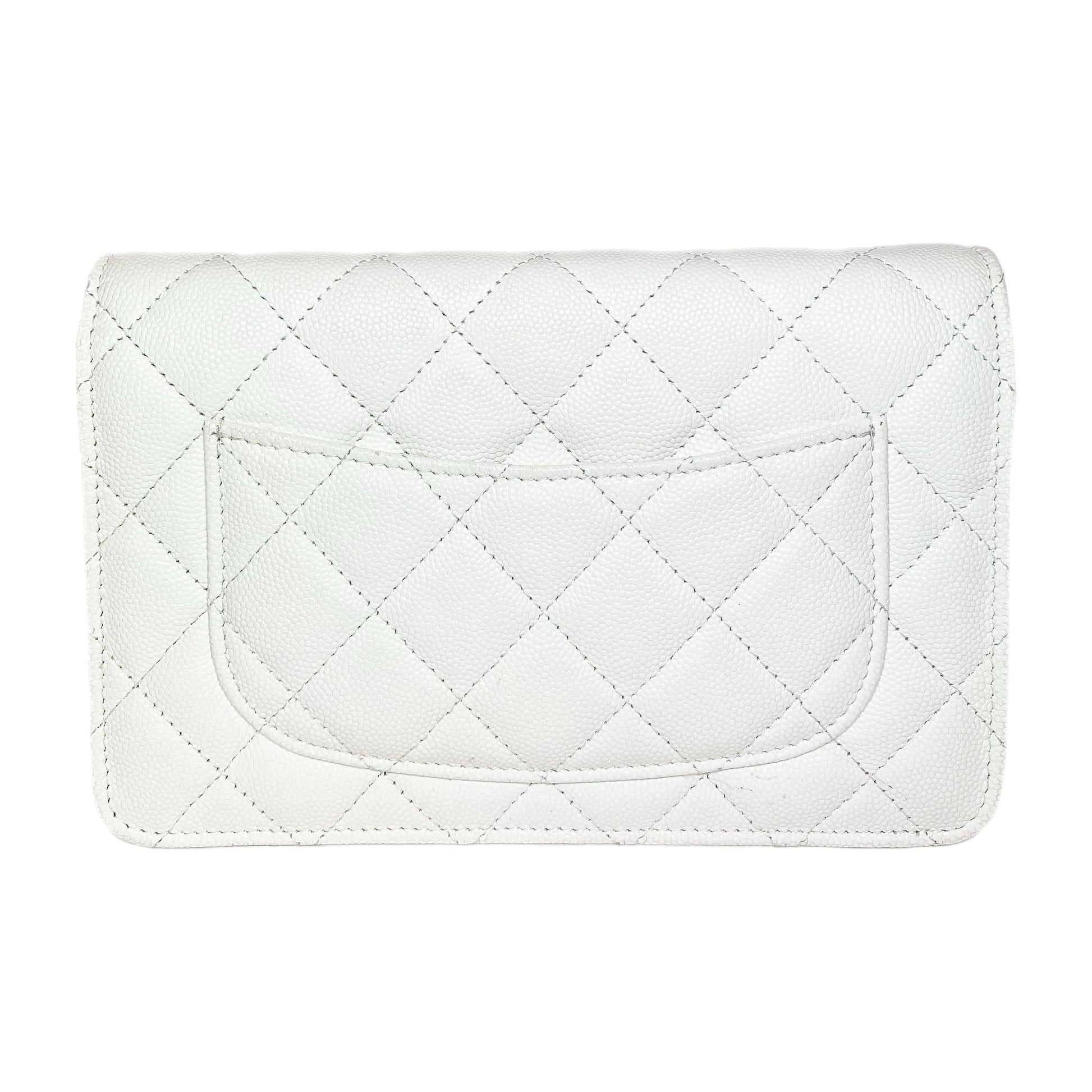 Chanel White Pink Woven CC Wallet on Chain
