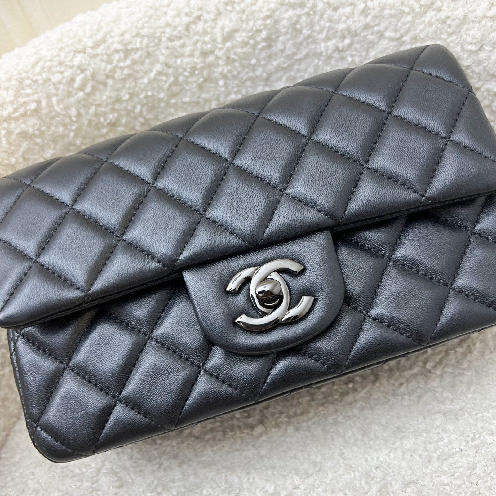 Chanel So Black Classic Mini Rectangle Flap in Black Lambskin and Black Hw ( ) Handbag
