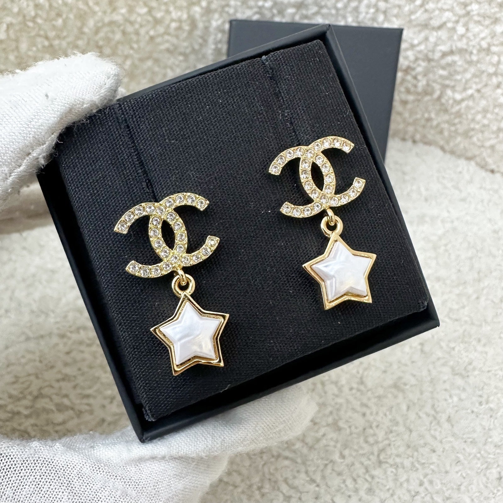 Chanel 24C Star Earrings with Crystals and Ghw