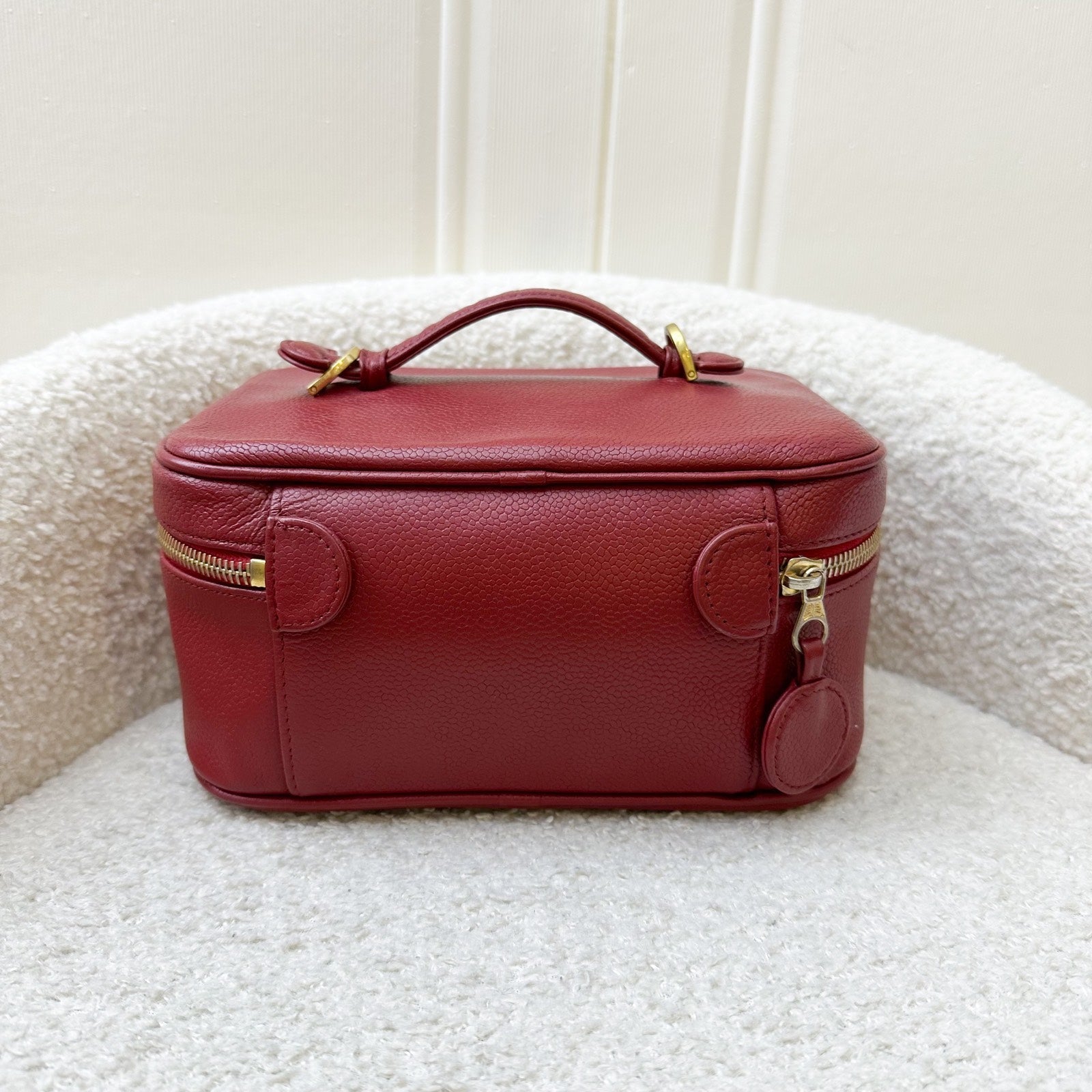 Chanel Vanity Case In Red Caviar And Ghw Bag