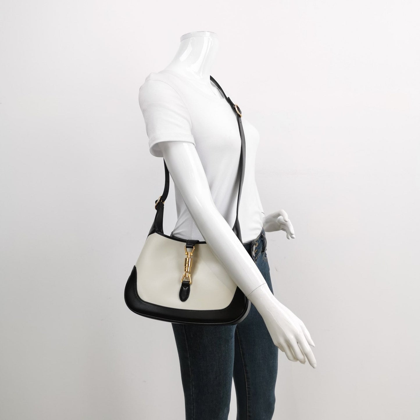 Gucci Jackie & Leather Black White Small Handbag