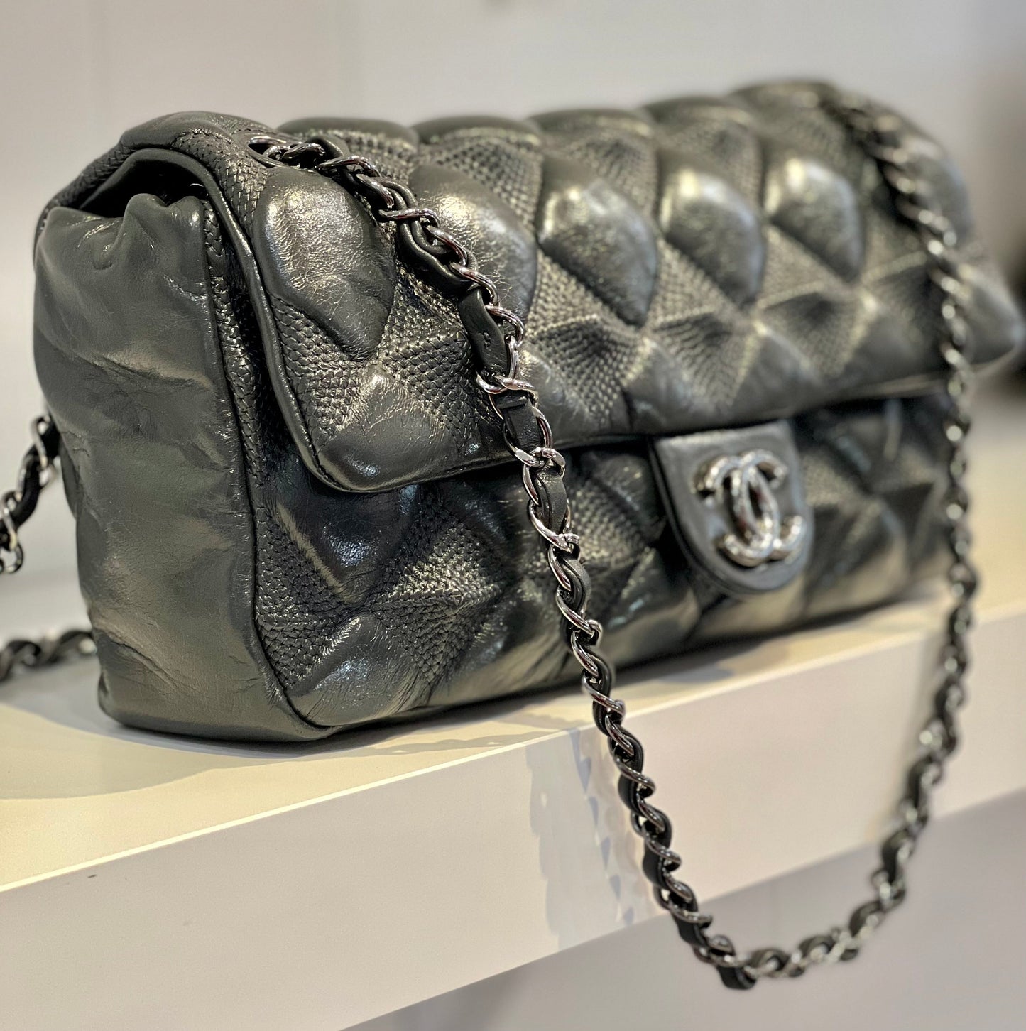 Chanel Bubble Flap Lambskin Handbag