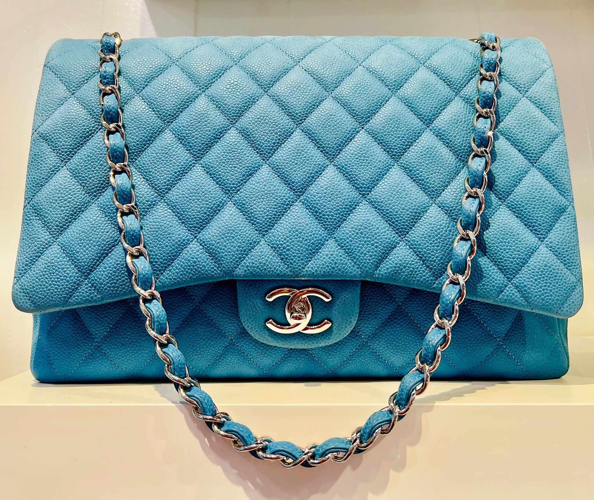 Chanel Maxi Flap Caviar Double Flap -HS Leather Shoulder Bag