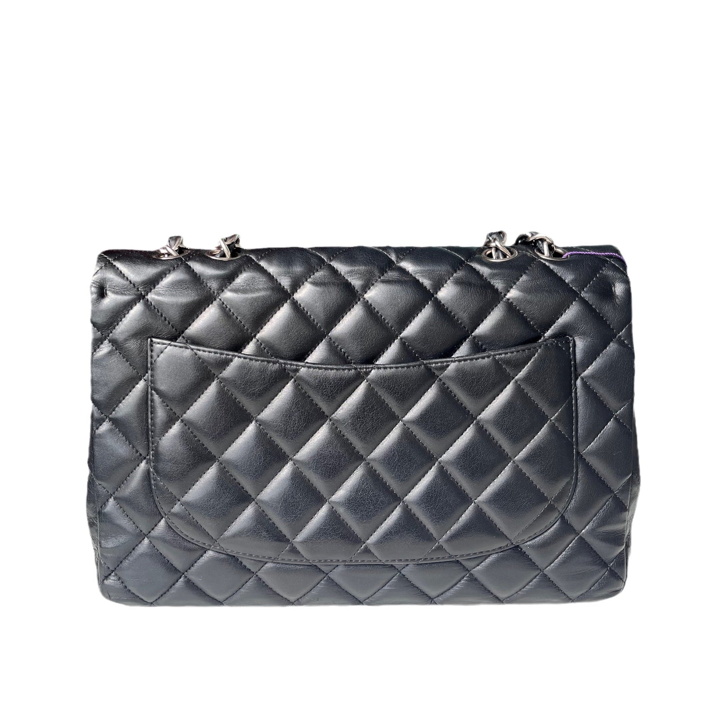 Chanel Classic Flap Jumbo Lambskin hardware Black Silver Leather Handbag Hardware 1