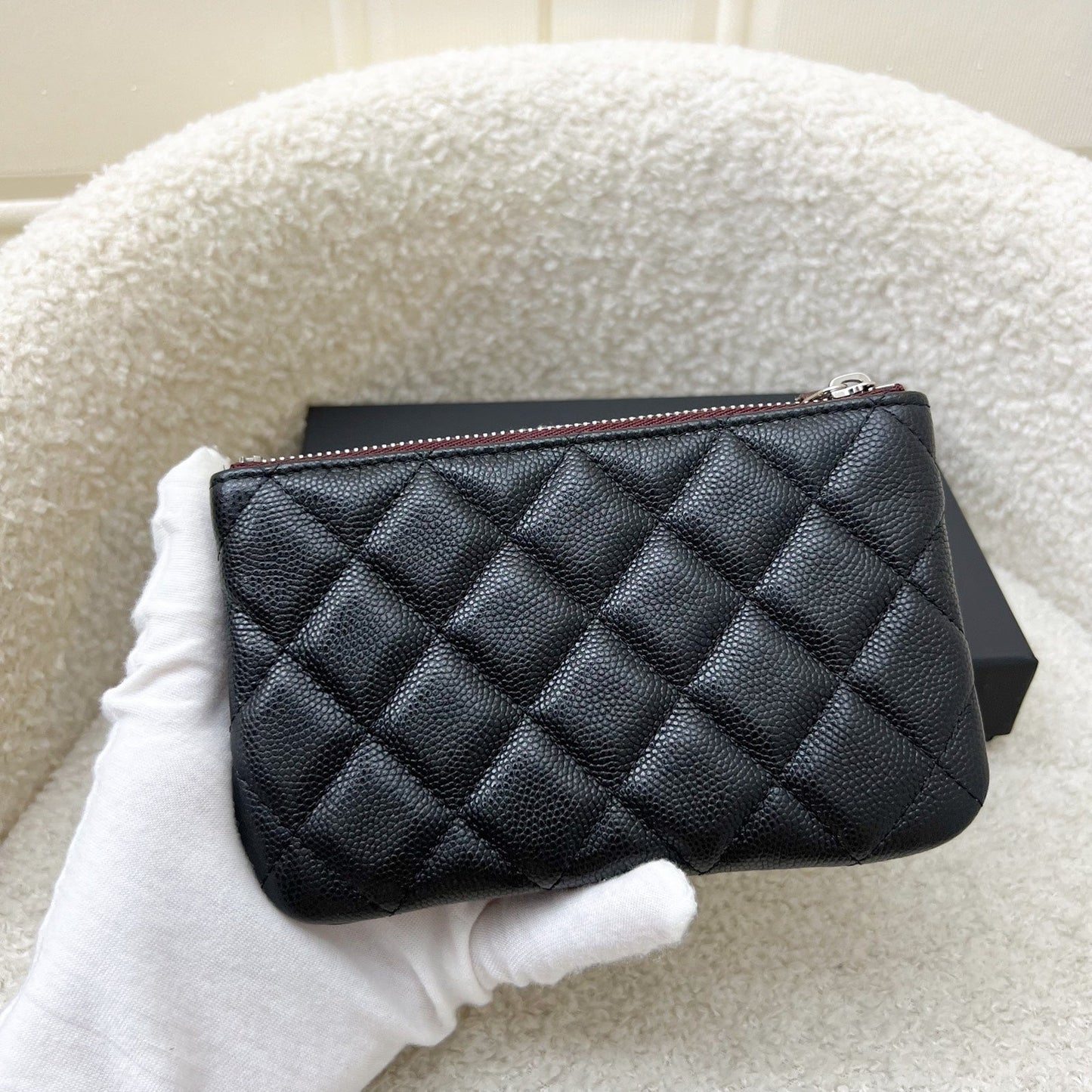 Chanel Mini O-Case Pouch In Black Caviar And Shw ( ) Bag