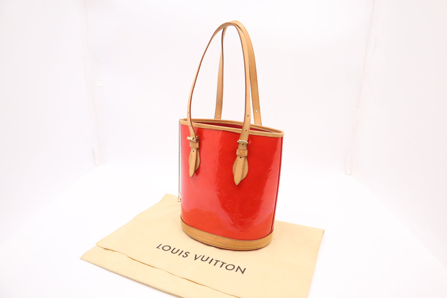 Louis Vuitton Bucket PM Vernis Leather Red Bucket Bag