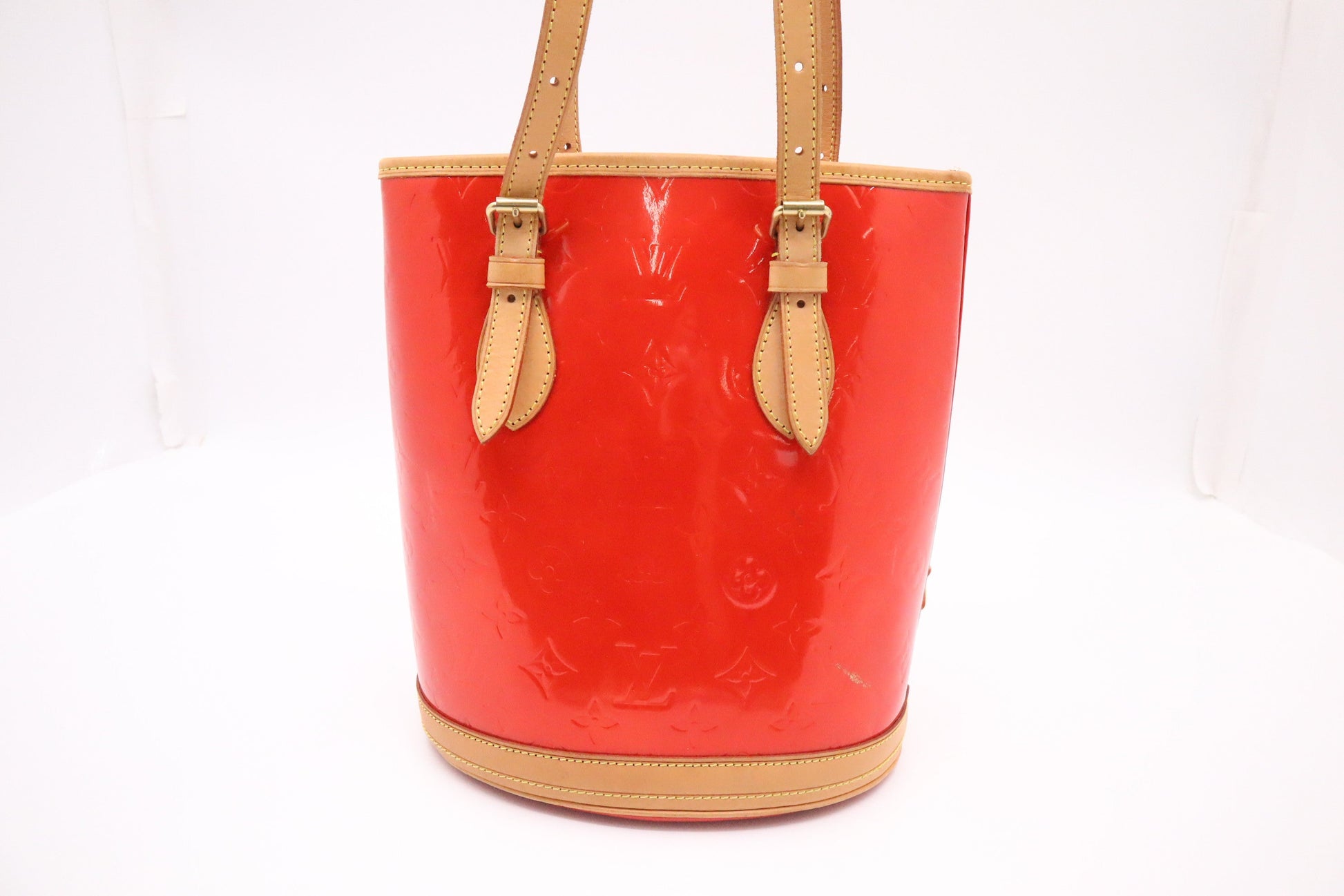 Louis Vuitton Bucket PM Vernis Leather Red Bucket Bag