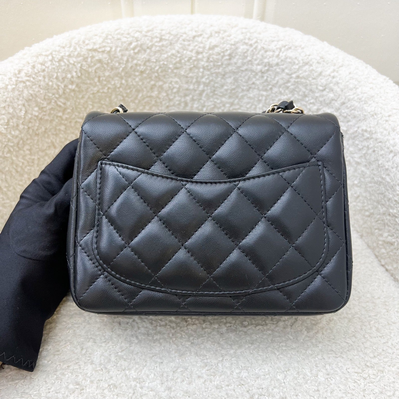 Chanel Classic Square Mini Flap in Black Lambskin and Lghw ( ) Handbag
