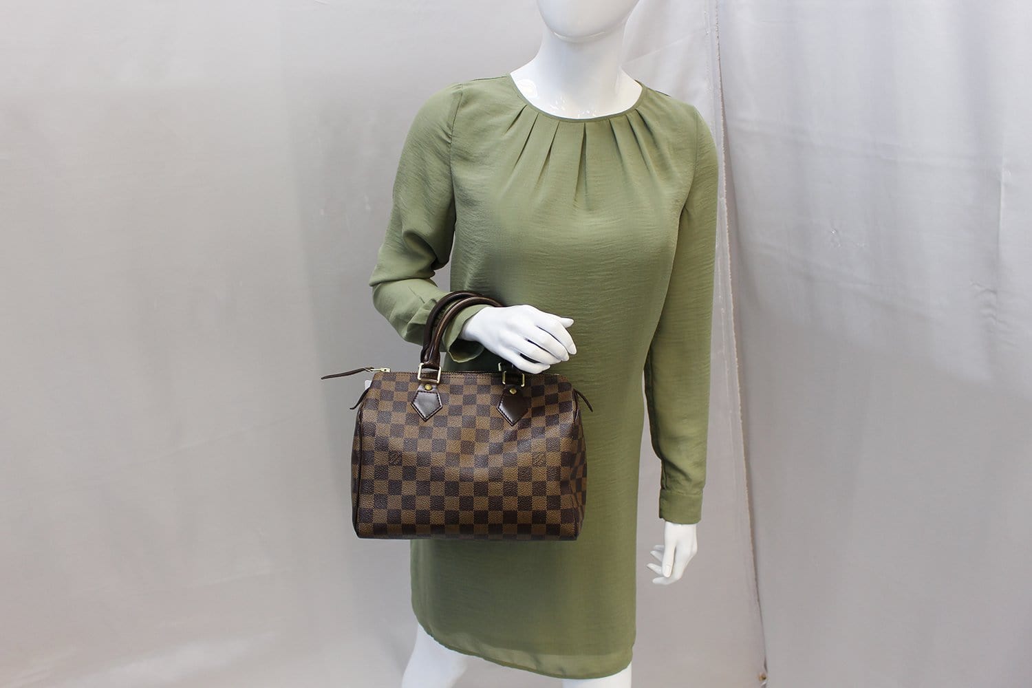Louis Damier Ebene Speedy Satchel Bag Brown Travel Bag