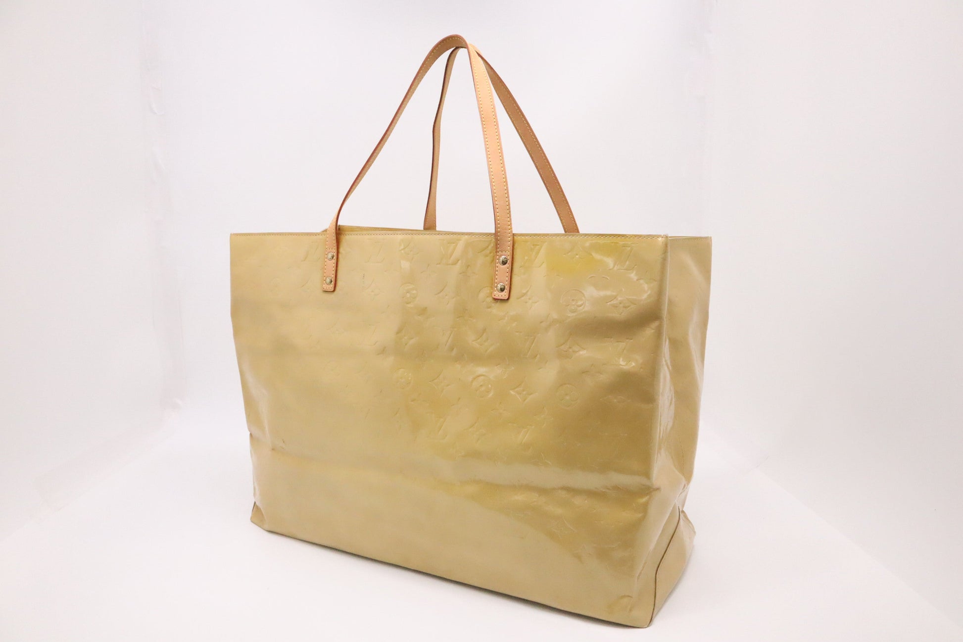 Louis Vuitton Reade Yellow Beige GM Leather Vernis Handbag
