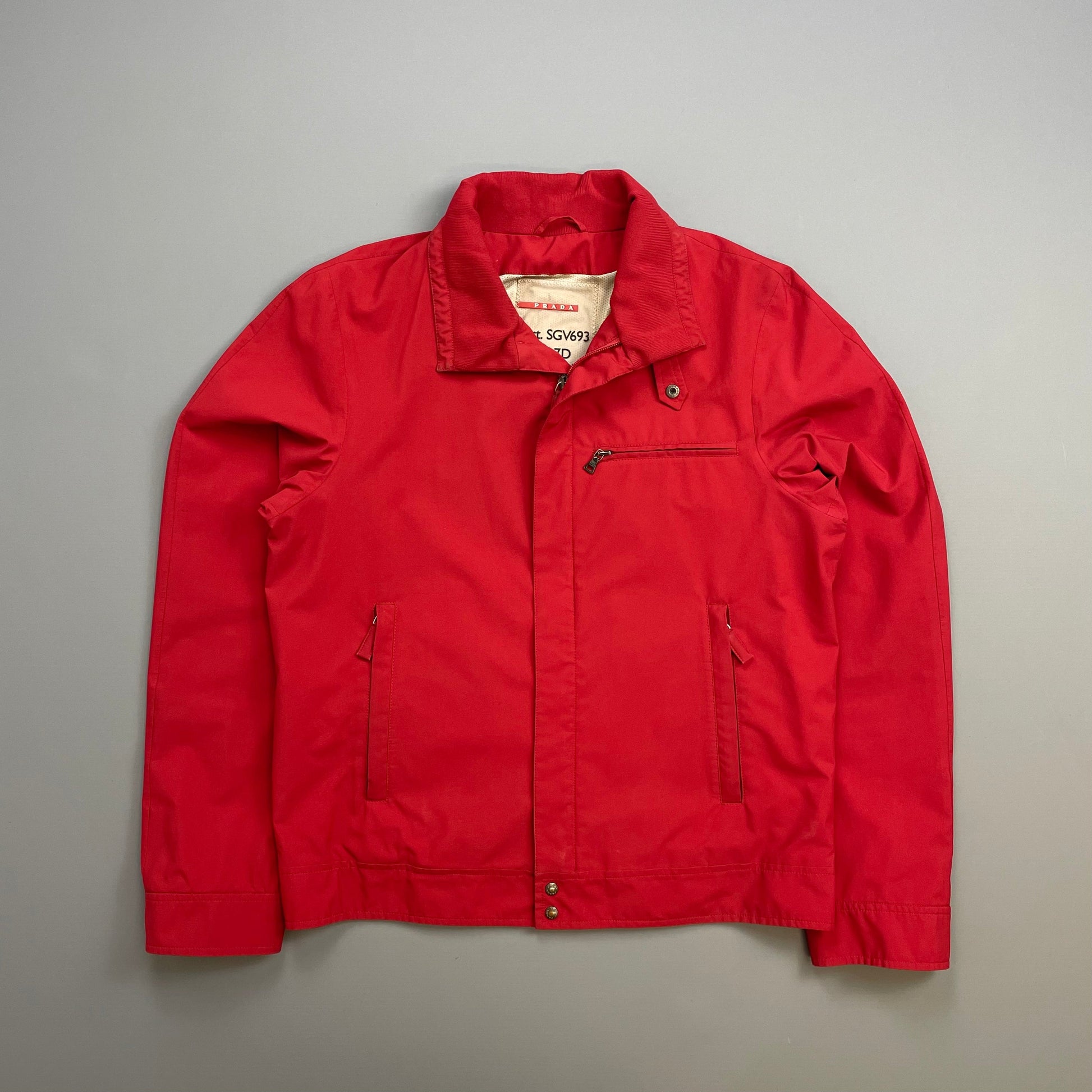 Prada Handbag Sport 00s Goretex Trim Collar Harrington Jacket Nylon Red