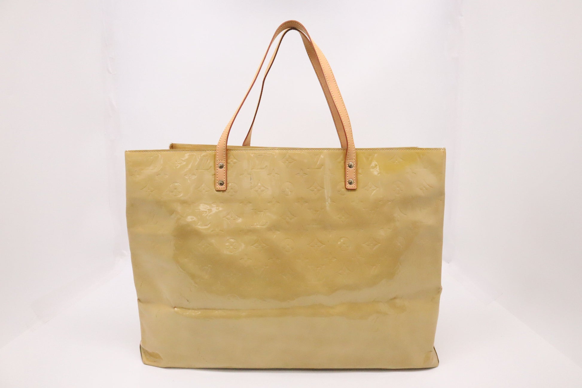 Louis Vuitton Reade Yellow Beige GM Leather Vernis Handbag