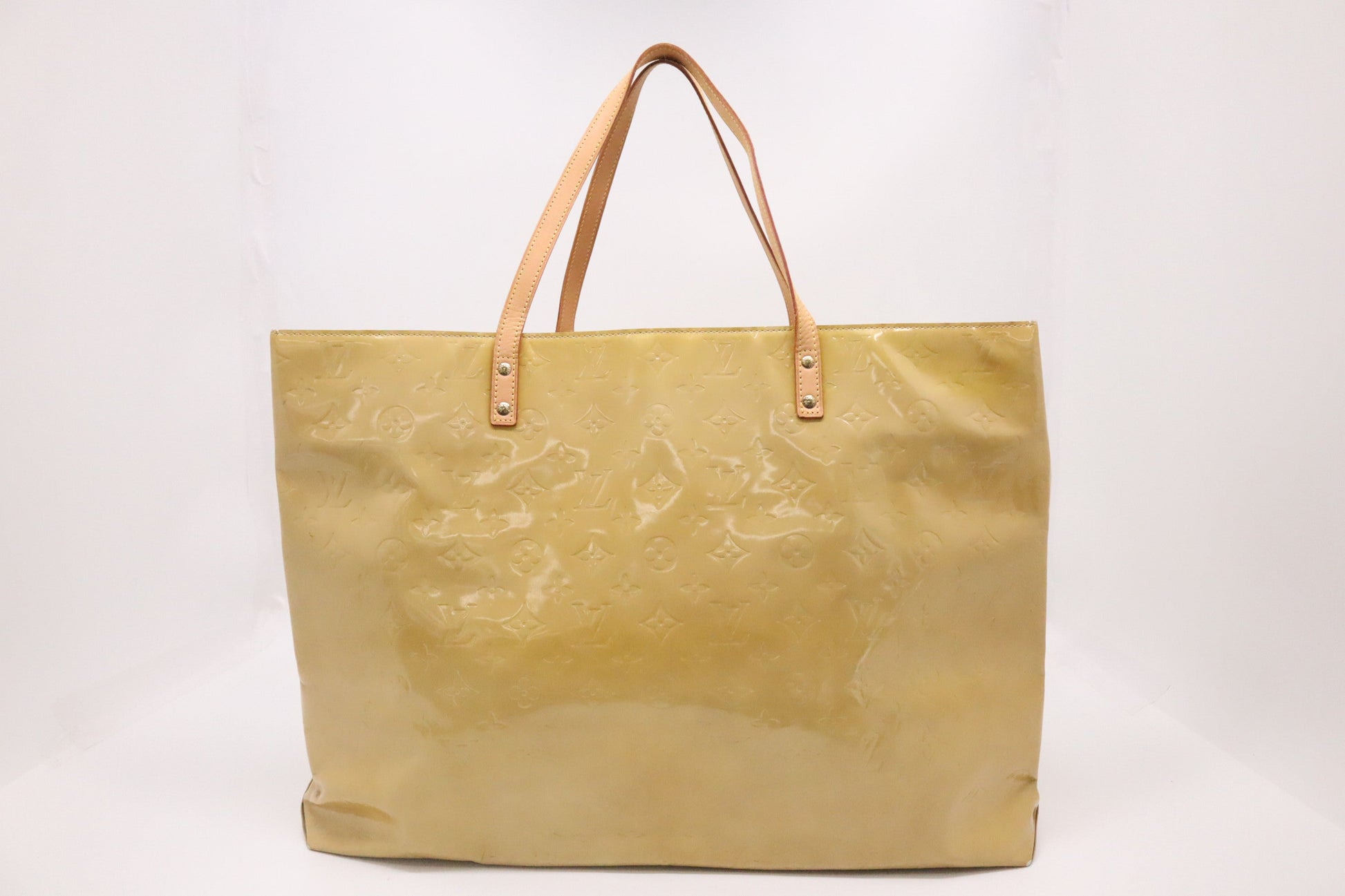 Louis Vuitton Reade Yellow Beige GM Leather Vernis Handbag