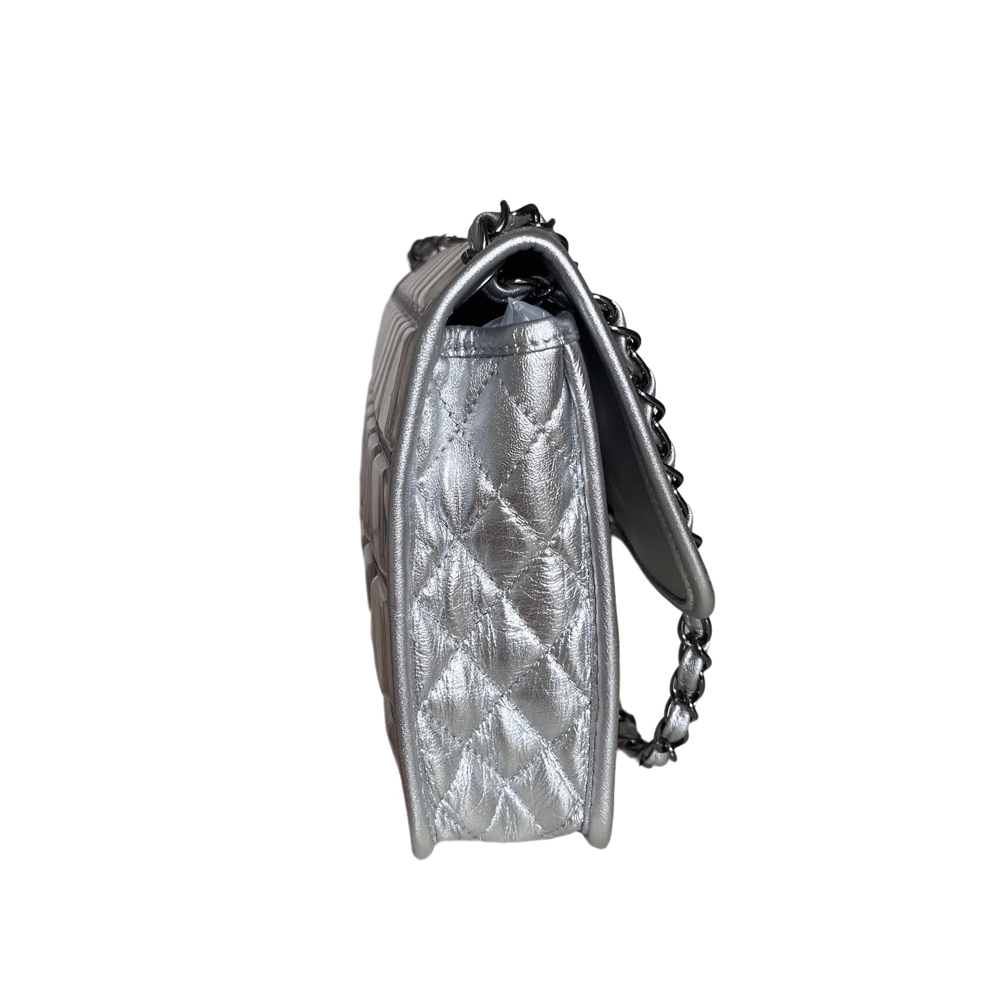 Chanel Ice Cube Chocolate Bar Classic Flap Silver Leather Handbag Classic Flap
