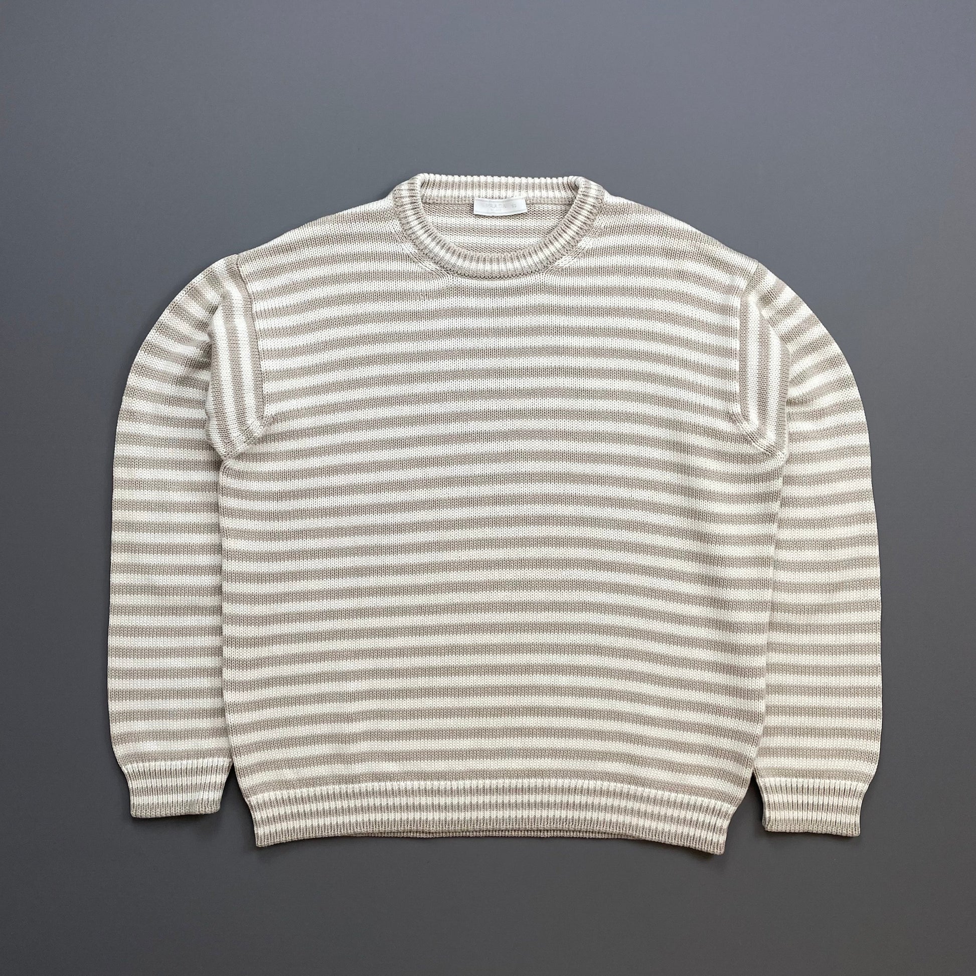 Prada Handbag & Grey Striped Elbow Panel Knit Jumper White Gray