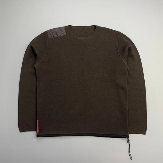 Prada Handbag Sport Khaki 00s Panel Technical Knit Crewneck Nylon