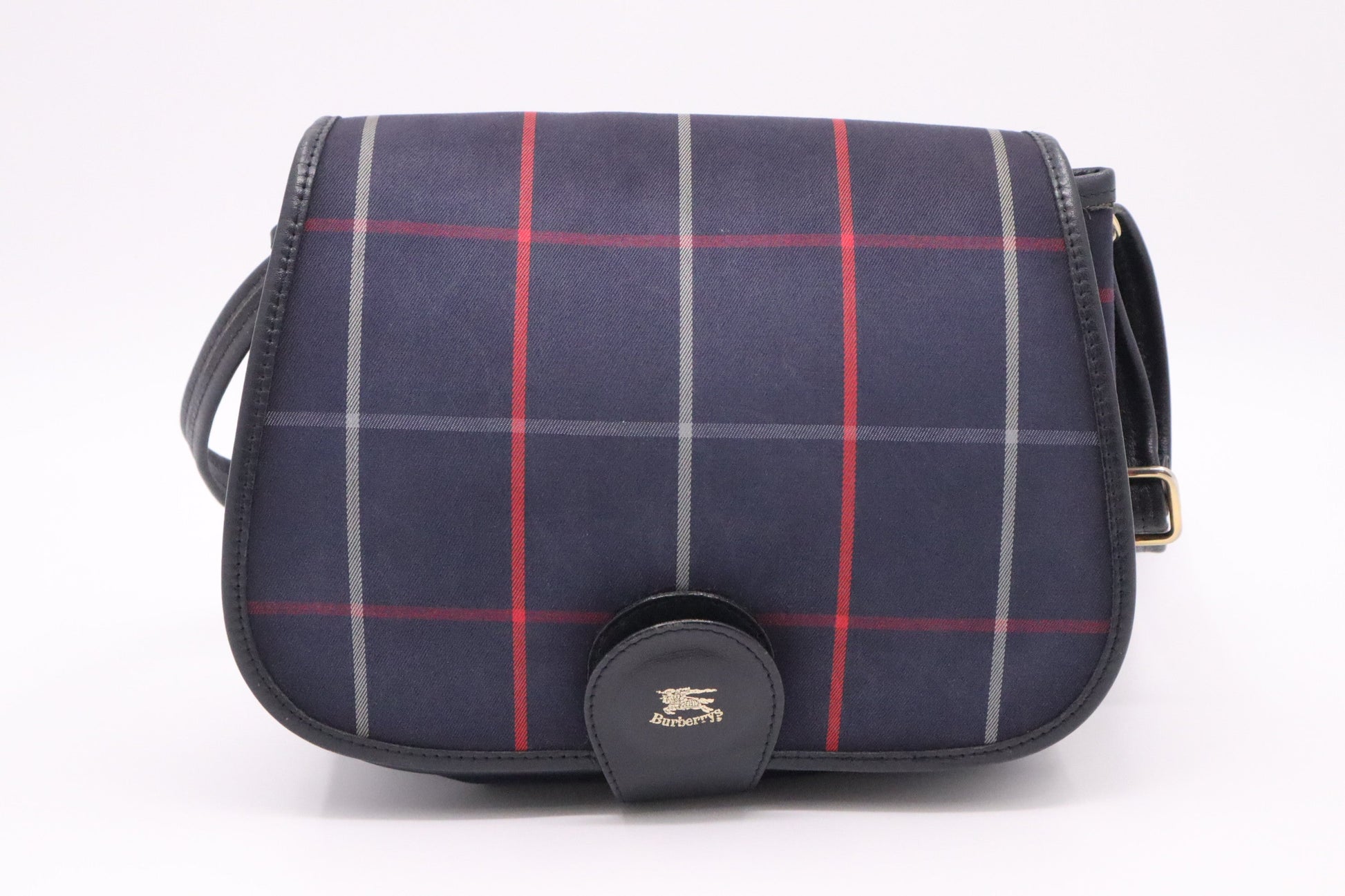 Burberry Crossbody In Nova Check Canvas Navy Crossbody Bag