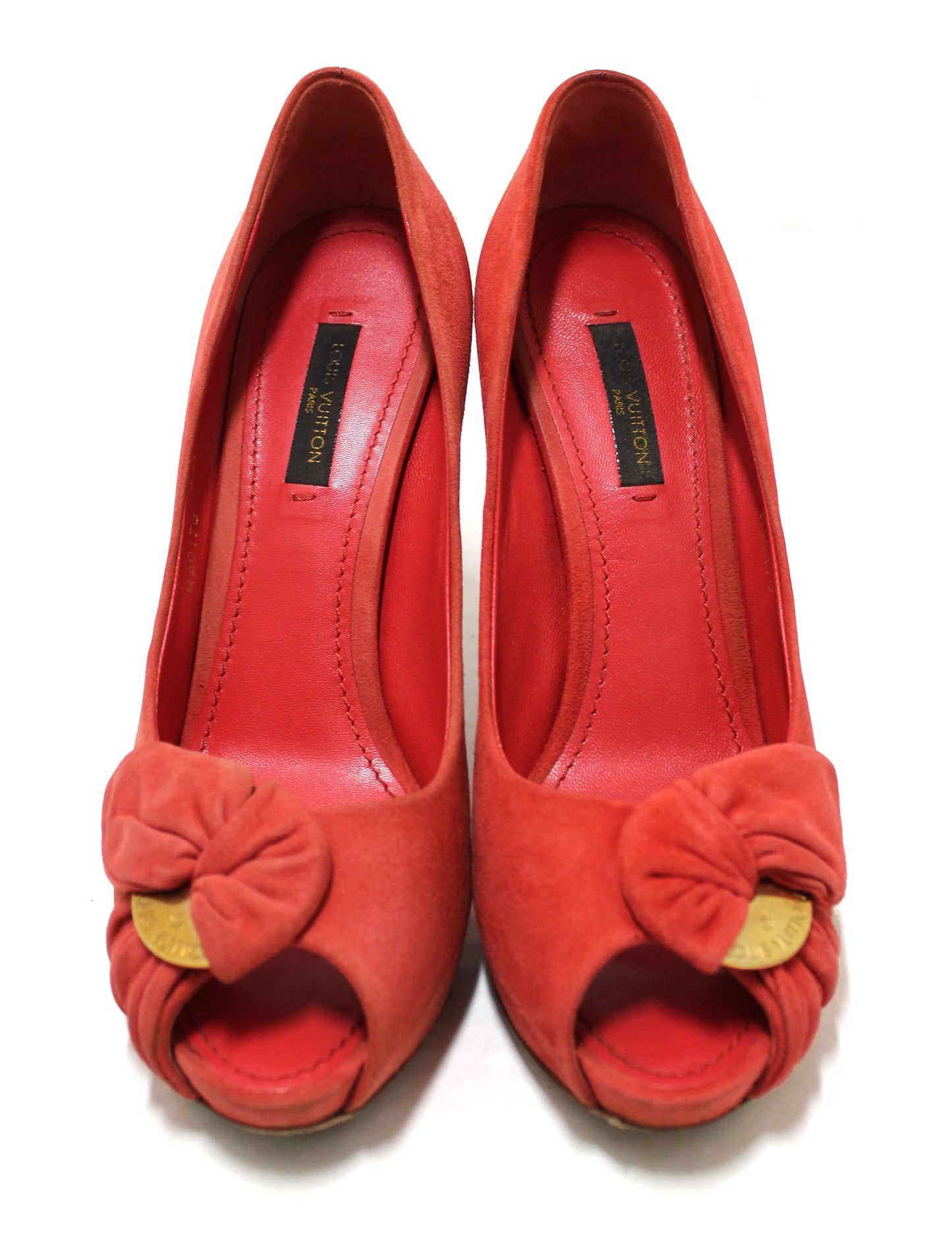 Louis Vuitton Red Suede Leather Pumps Shoes Size 37