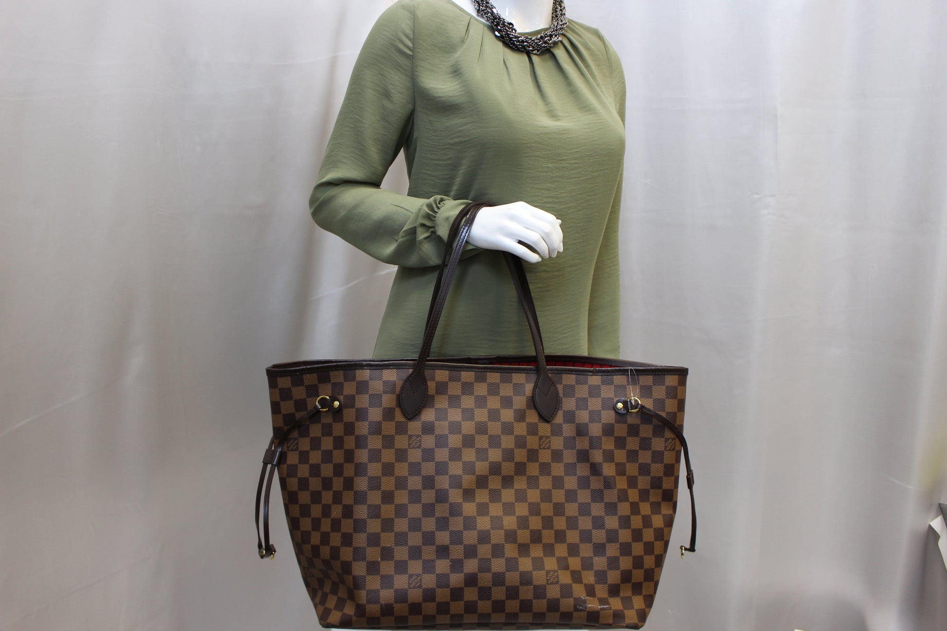 Louis Damier Ebene Neverfull Gm Tote Shoulder Shoulder Bag