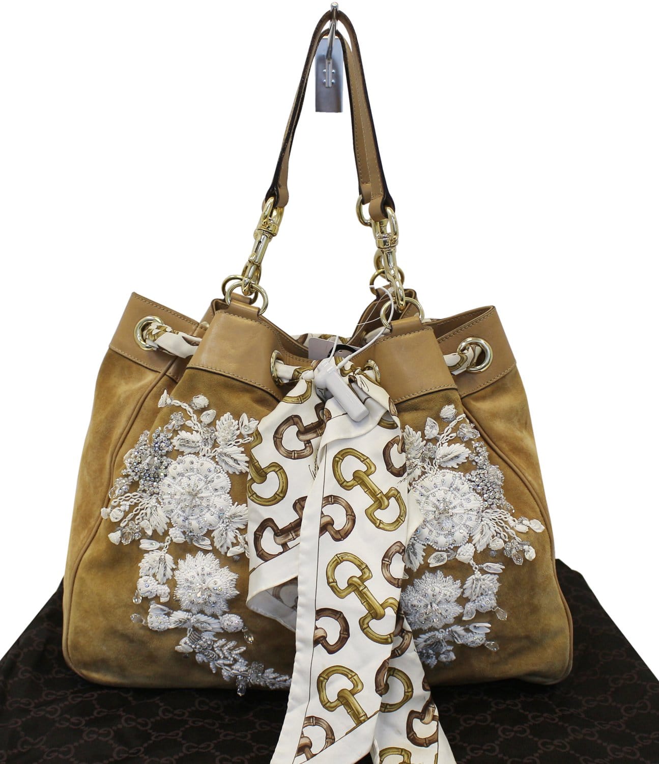 Gucci Limited Edition Embroidered Positano Bag Final Call Canvas White Shoulder Bag