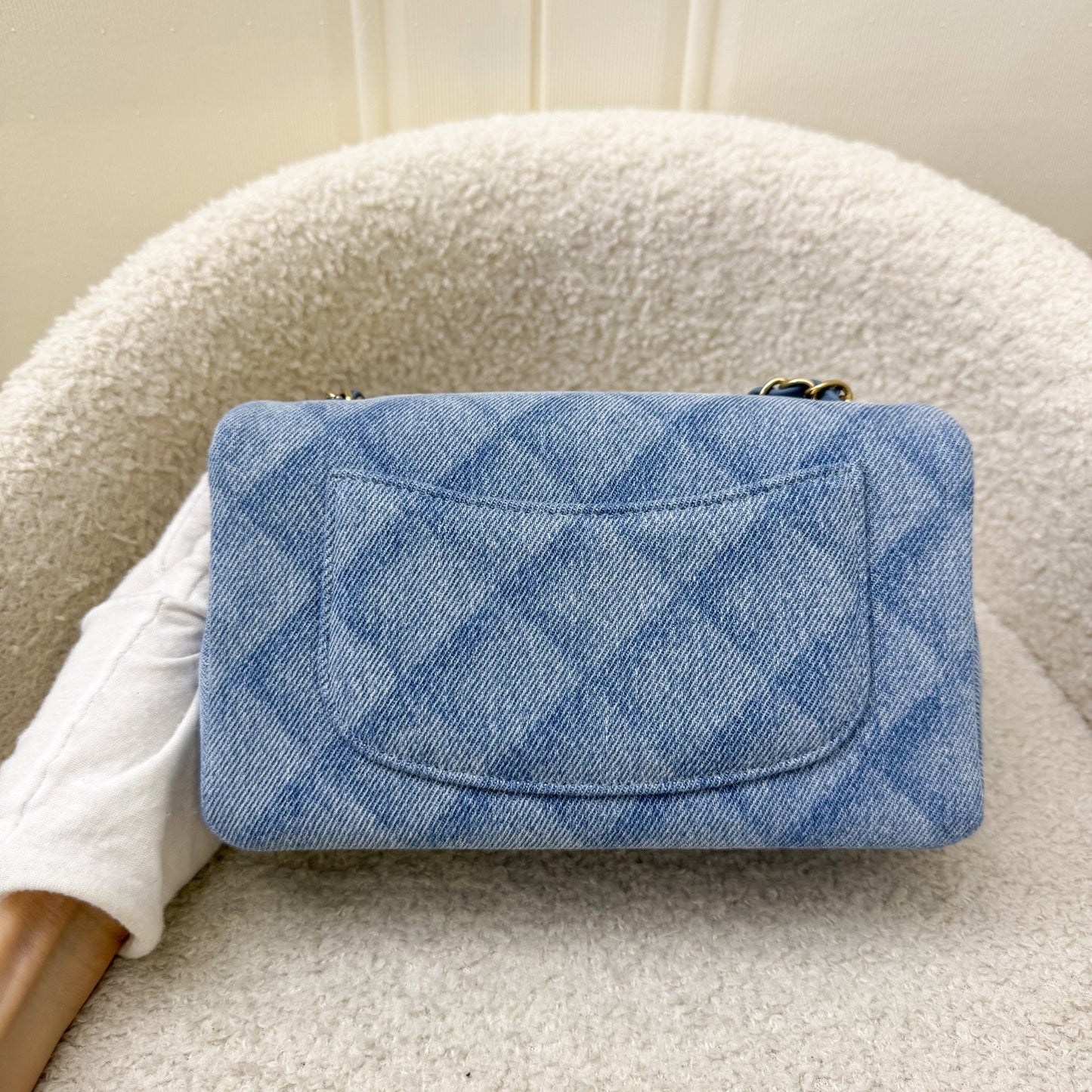 Chanel Classic Mini Rectangular Flap in 22B Light Blue Shadow Denim and Lghw ( ) Handbag