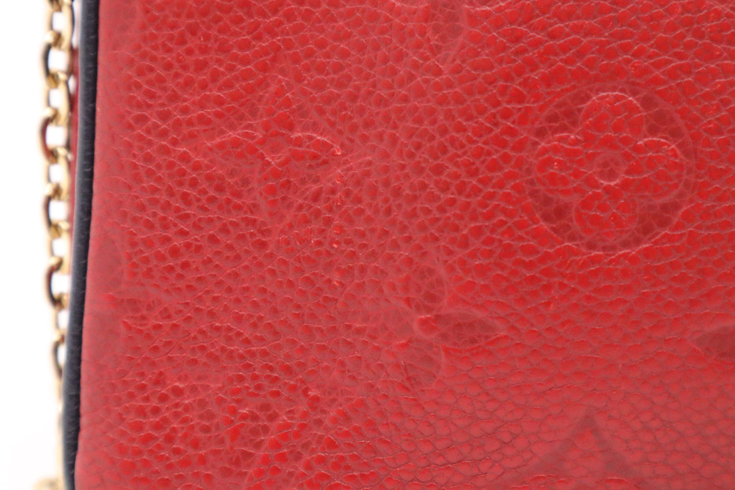 Louis Vuitton Pochette Double Zip & Navy Empreinte Leather Red Clutch Bag