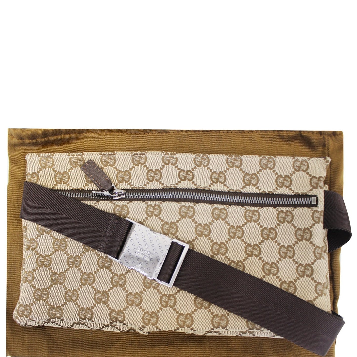 Gucci Waist Bum Bag Monogram Brown Crossbody Bag
