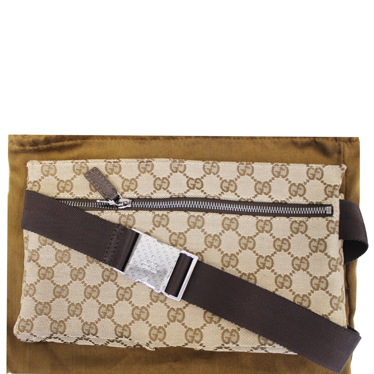 Gucci Waist Bum Bag Monogram Brown Crossbody Bag