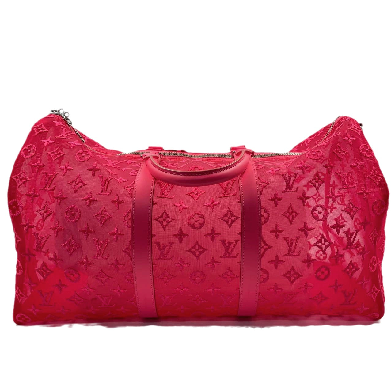 Louis Vuitton Keepall Bandouliere Mesh 50 Mesh Monogram Leather Pink Travel Bag