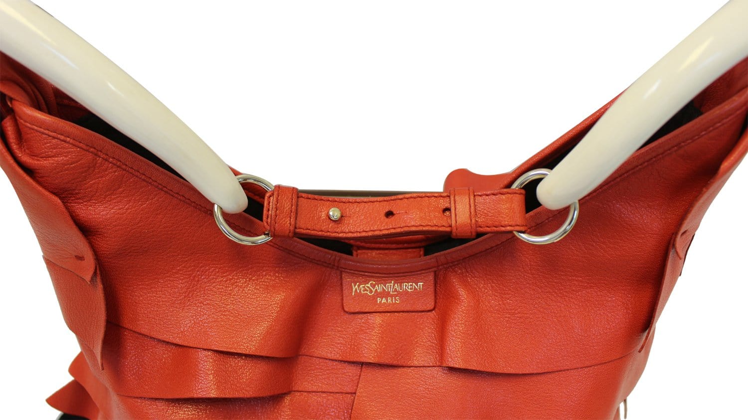 YSL Saint Laurent Yves St Tropez Horn Bag Final Call Leather Red Shoulder Bag