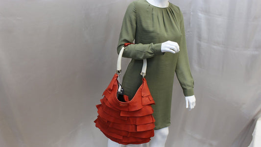 YSL Saint Laurent Yves St Tropez Horn Bag Final Call Leather Red Shoulder Bag