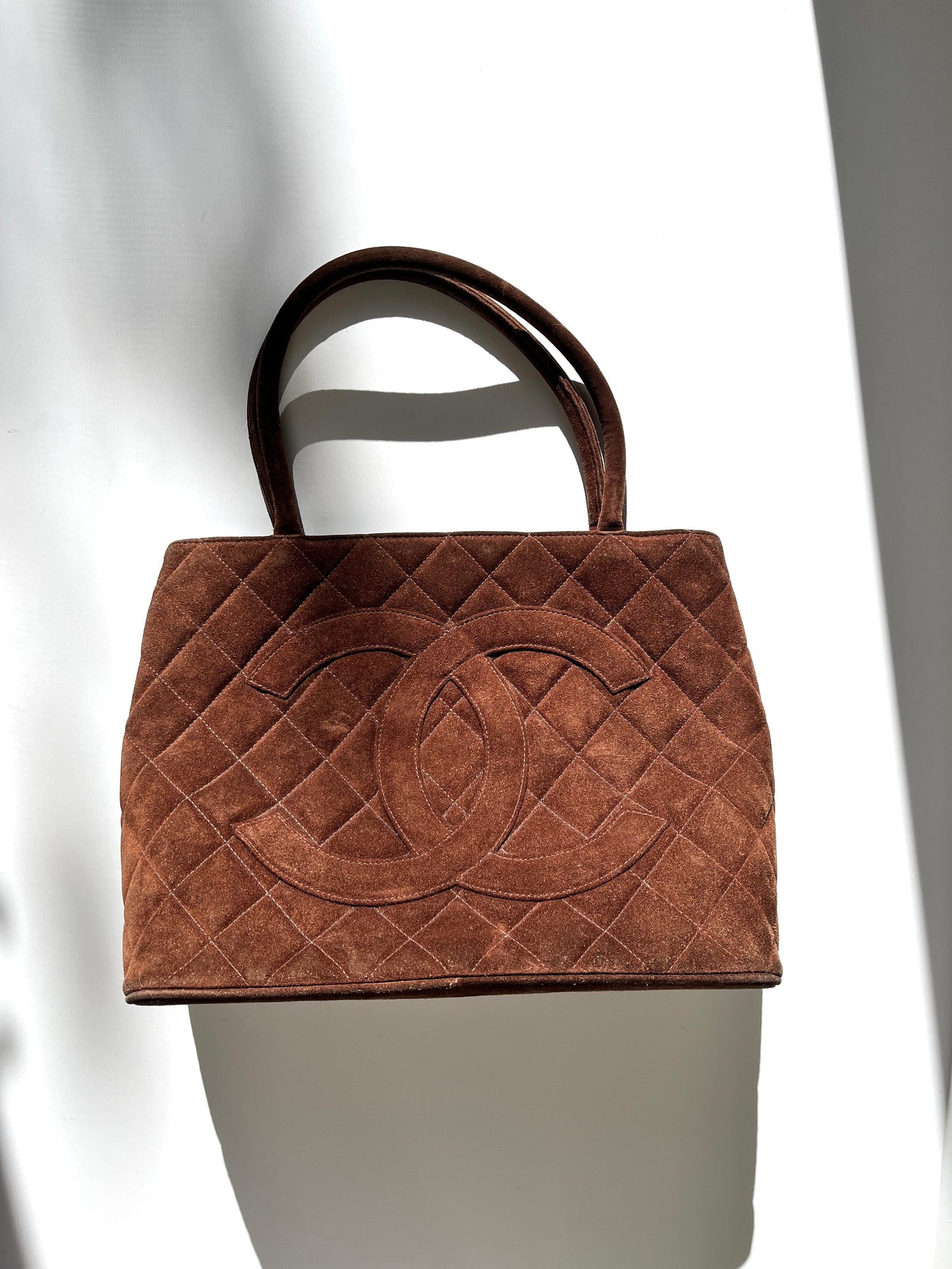 Chanel Timeless CC Medallion Suede Brown Tote