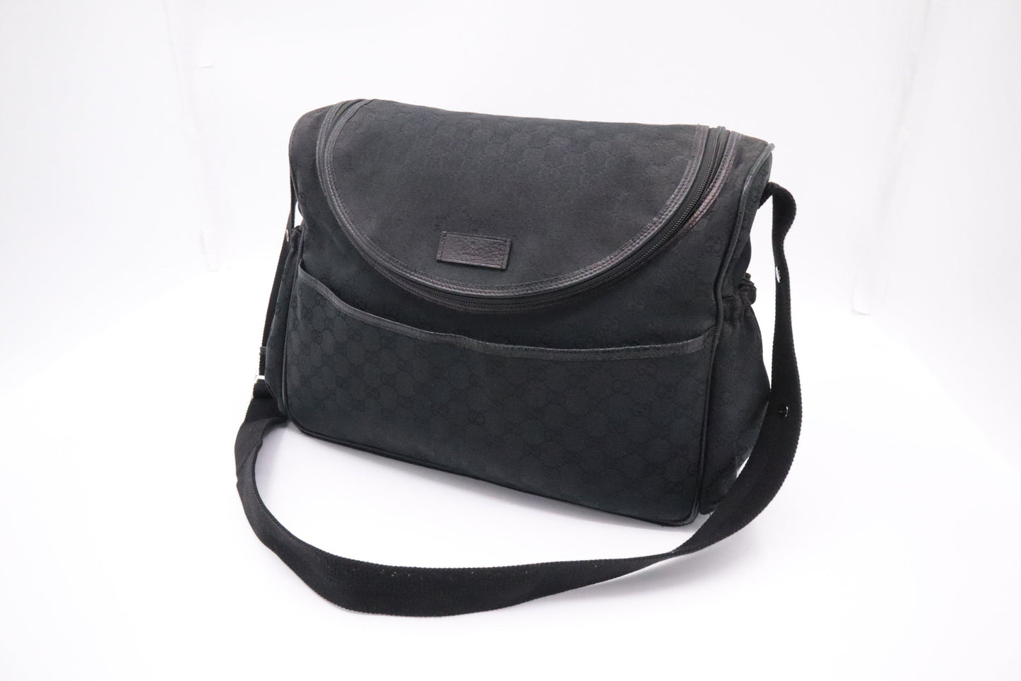 Gucci Diaper Bag In Canvas Black Travel Bag