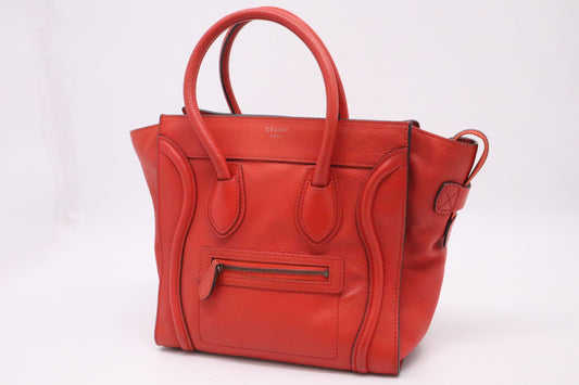 Celine Luggage In Handbag Leather Red Travel Bag