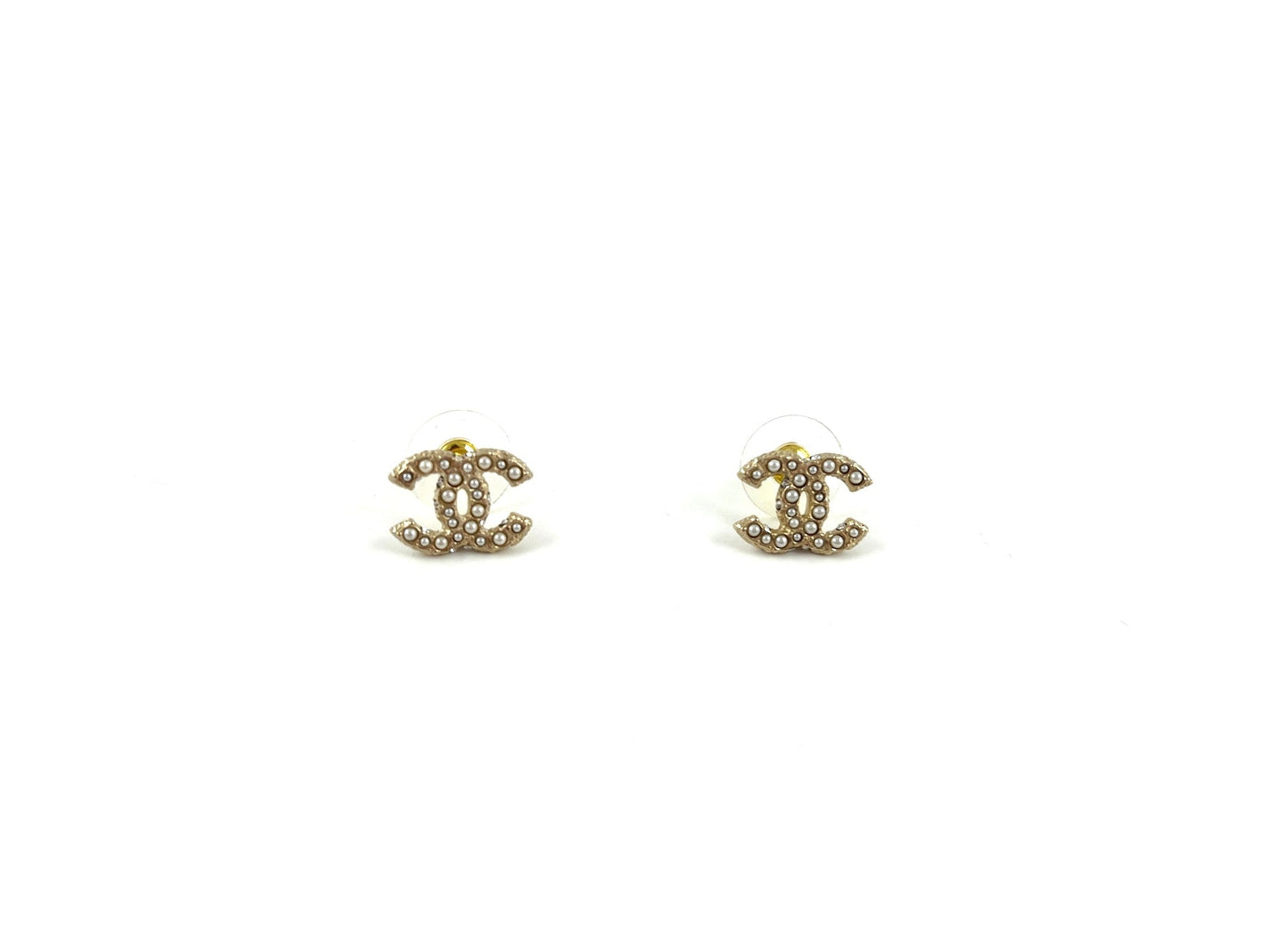 Chanel New Faux Pearl Strass 2023 CC Stud Earrings