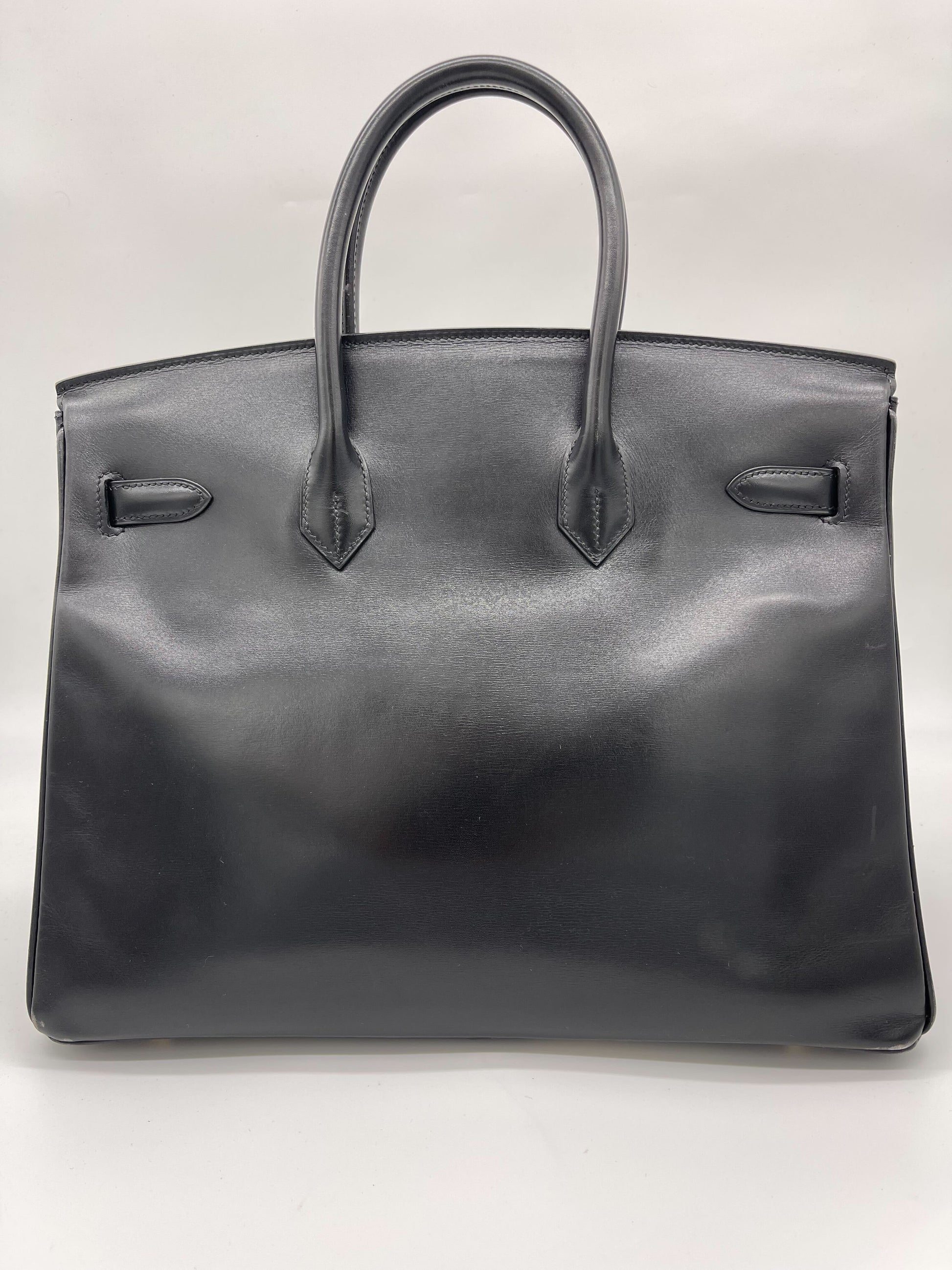 Gucci Hermes Birkin Noir Box Hardware Handbag Leather Gold Travel Bag
