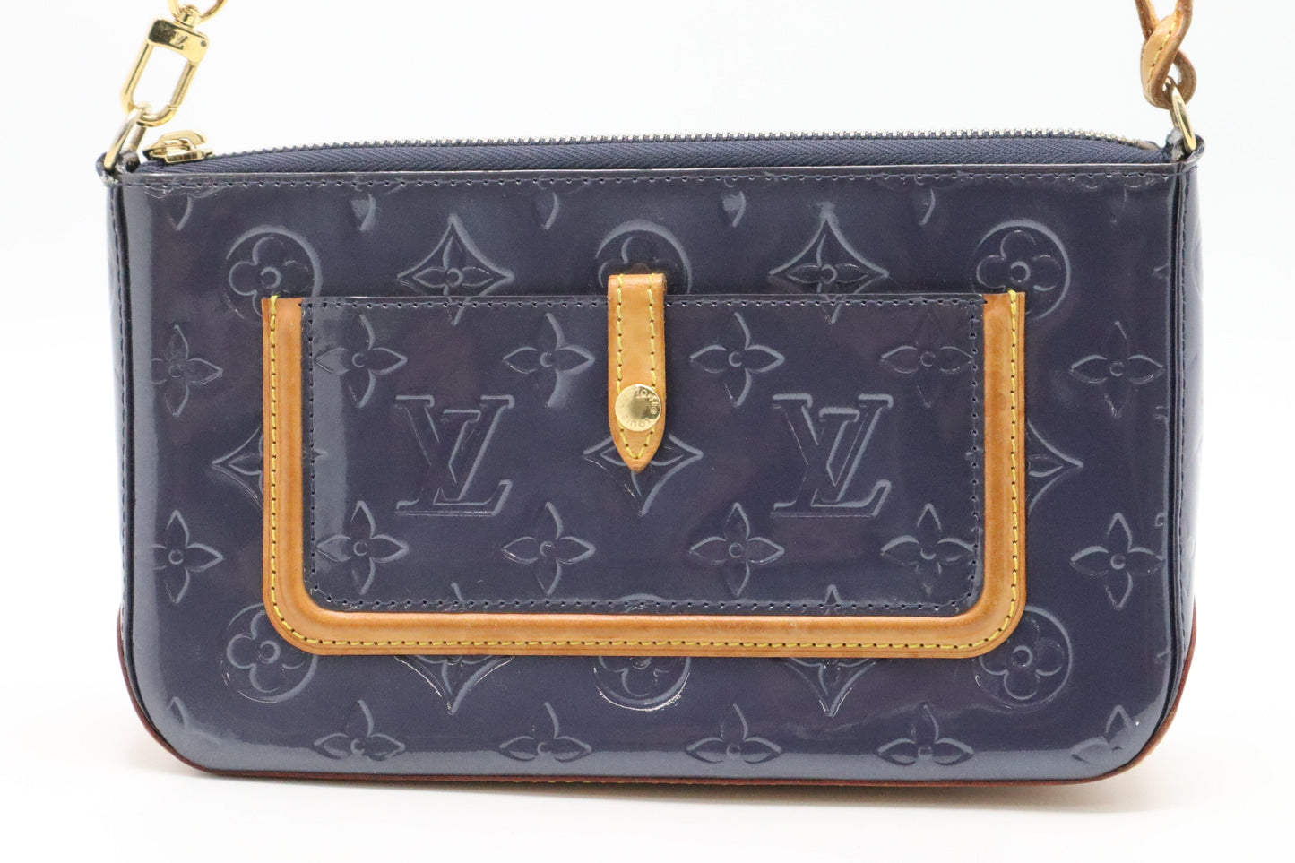 Louis Vuitton Mallory Pochette Indigo Vernis Leather Clutch Bag
