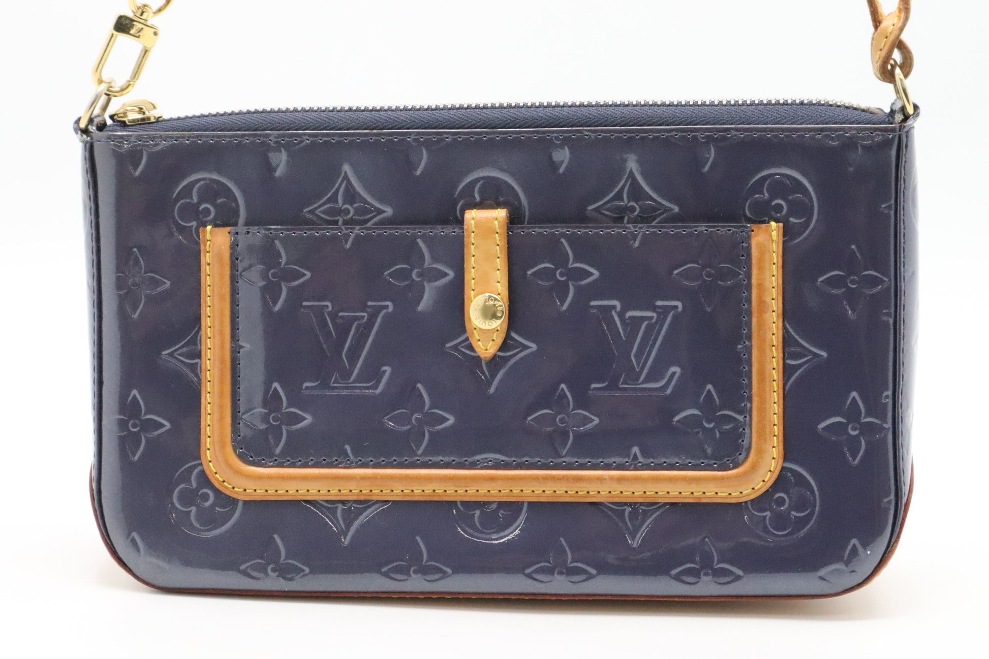 Louis Vuitton Mallory Pochette Indigo Vernis Leather Clutch Bag