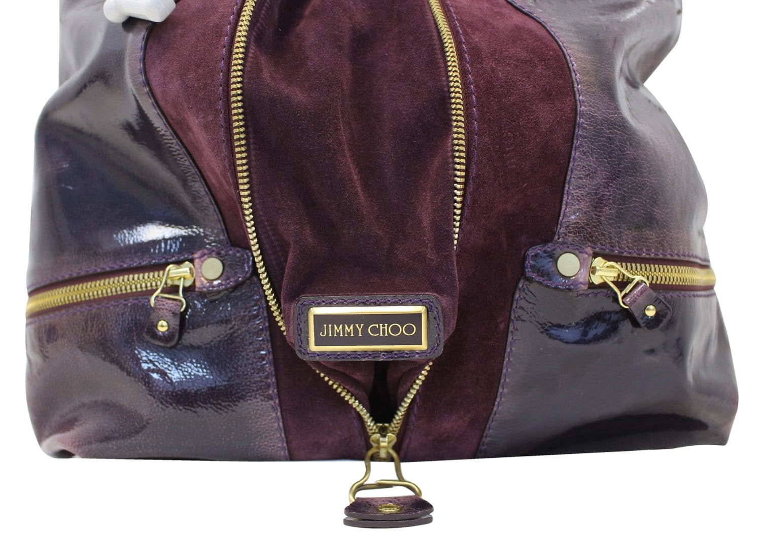 Jimmy Choo Purple Liquid Patent And Mona Tote Bag Leather Suede