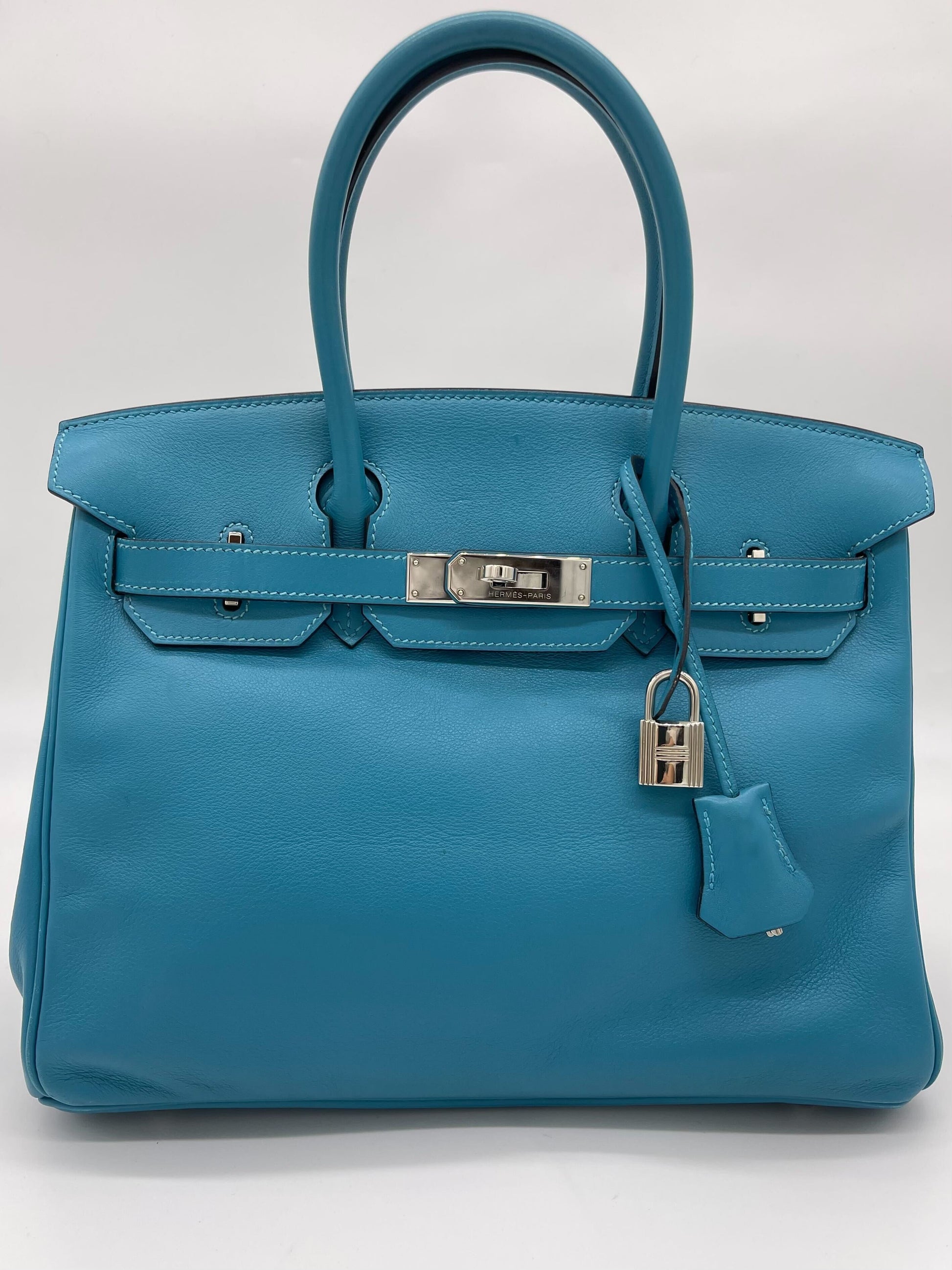 Gucci Hermes Birkin Bleu Jean Palladium Hardware Handbag Travel Bag