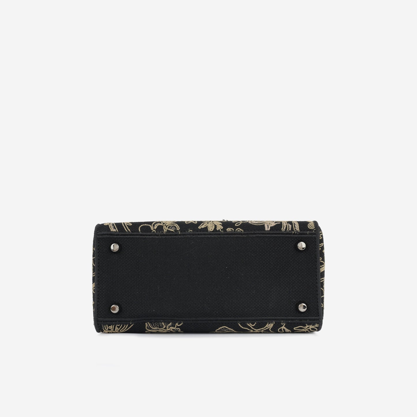 Dior Christian Lady Lite Toile Crossbody Bag Black Medium Embroidered