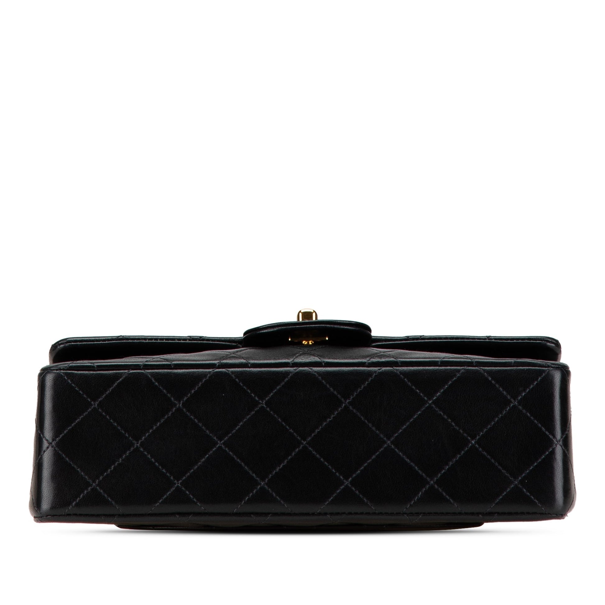 Black Chanel Small Classic Lambskin Double Flap Shoulder Bag