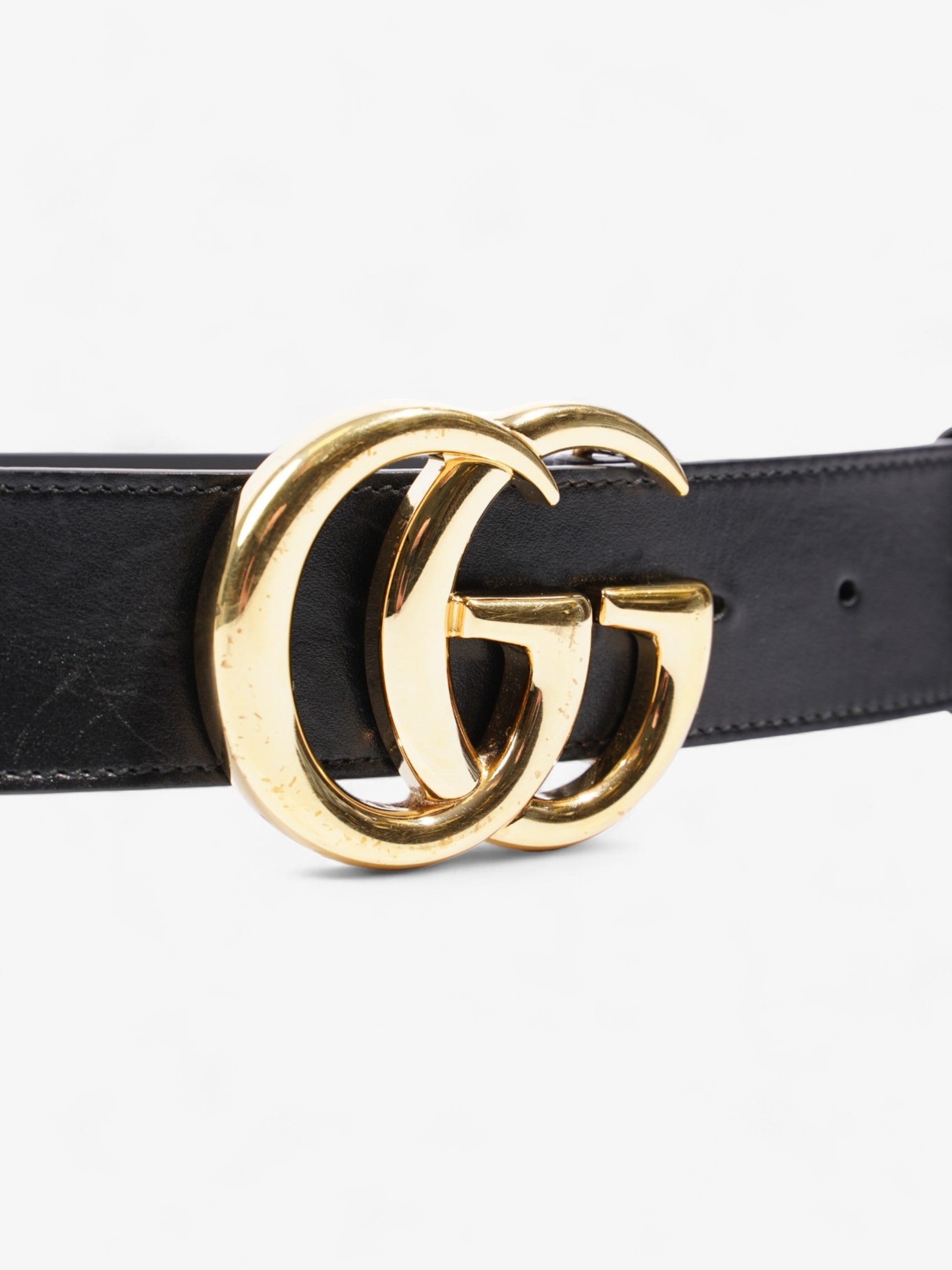 Gucci Marmont Re Edition Wide Belt Handbag Leather Black Accessory 110Cm 44