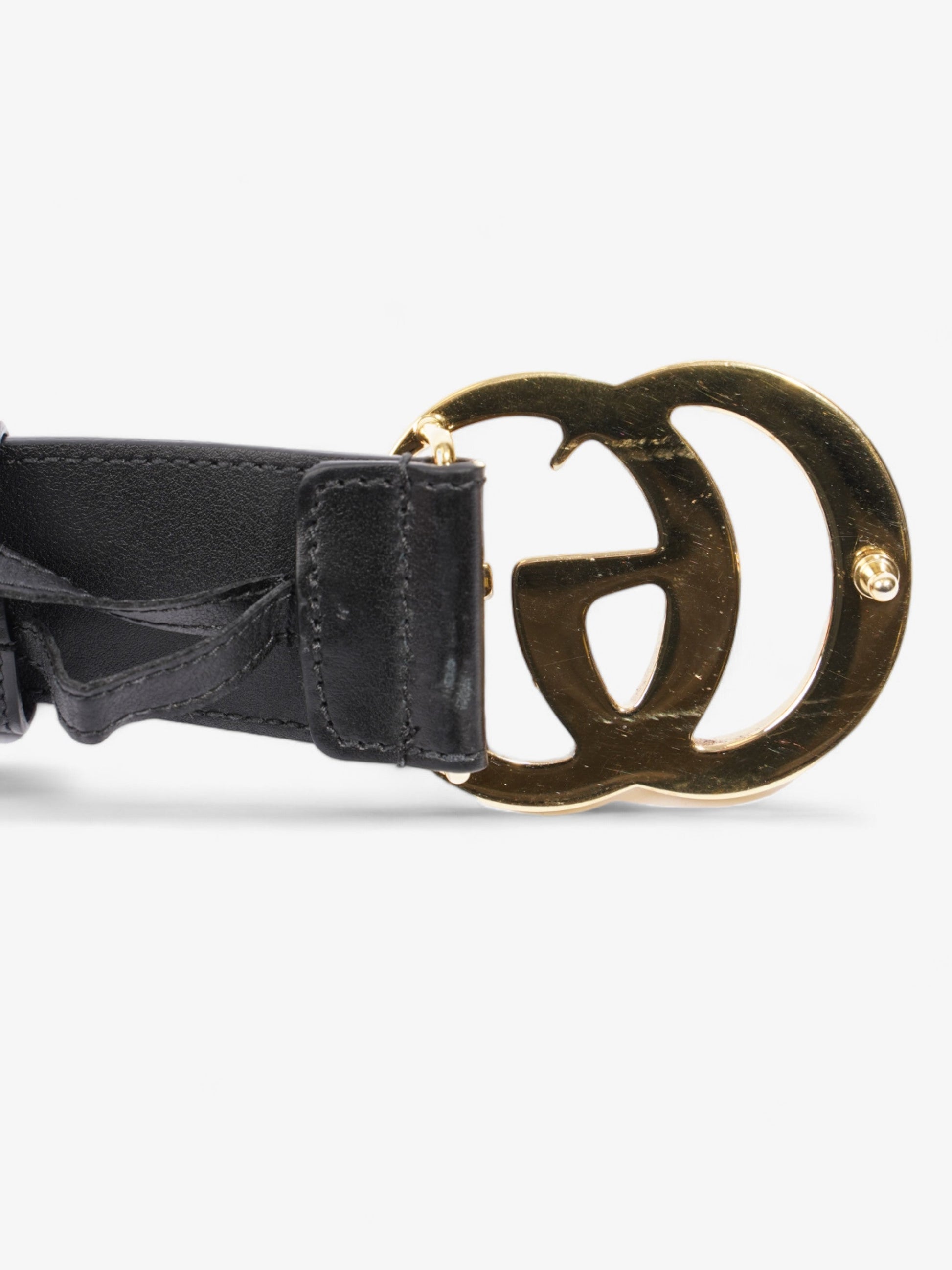 Gucci Marmont Re Edition Wide Belt Handbag Leather Black Accessory 110Cm 44