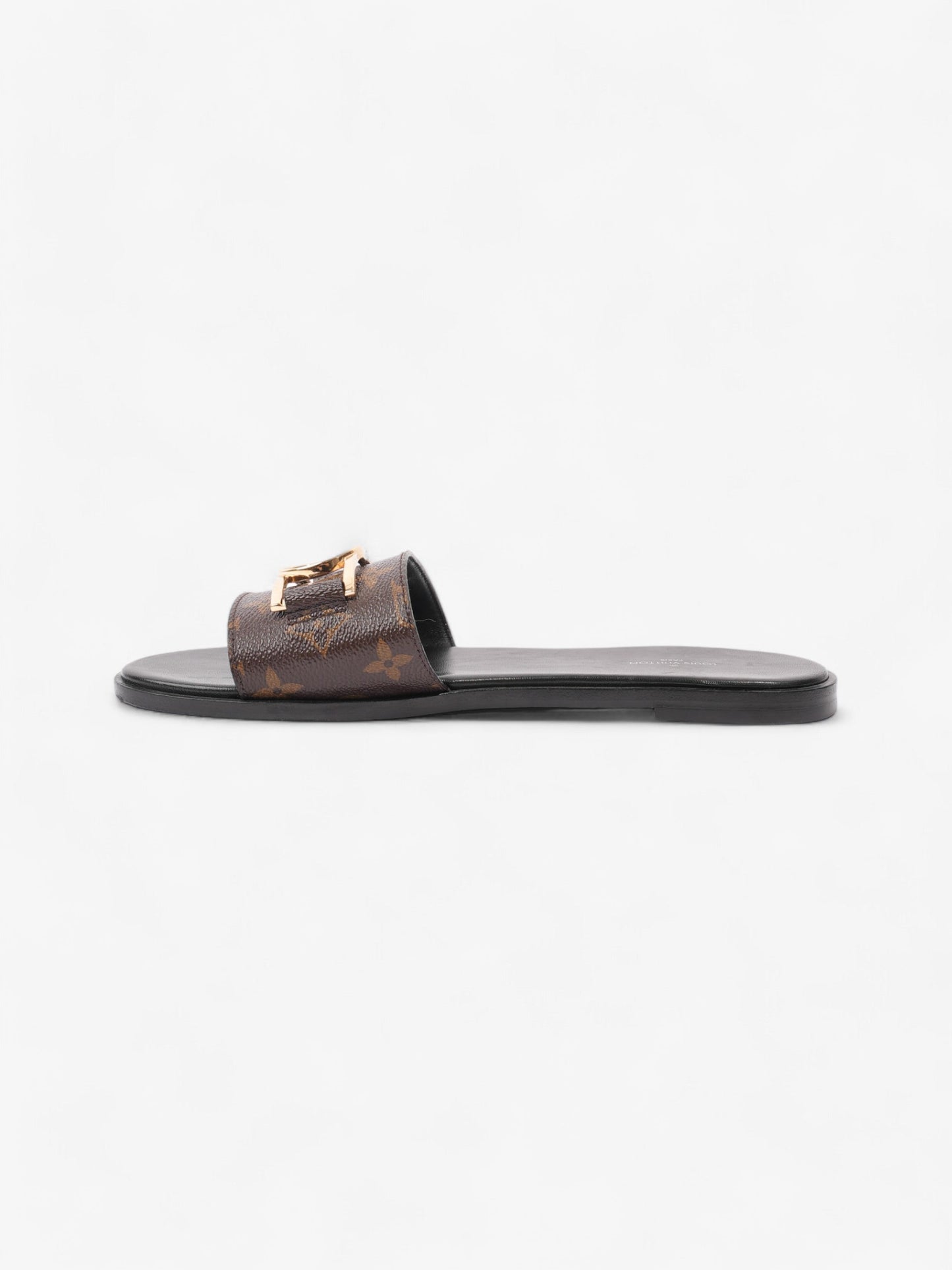 Louis Vuitton Lock It Mules Coated EU Monogram Canvas Brown Gold Apparel